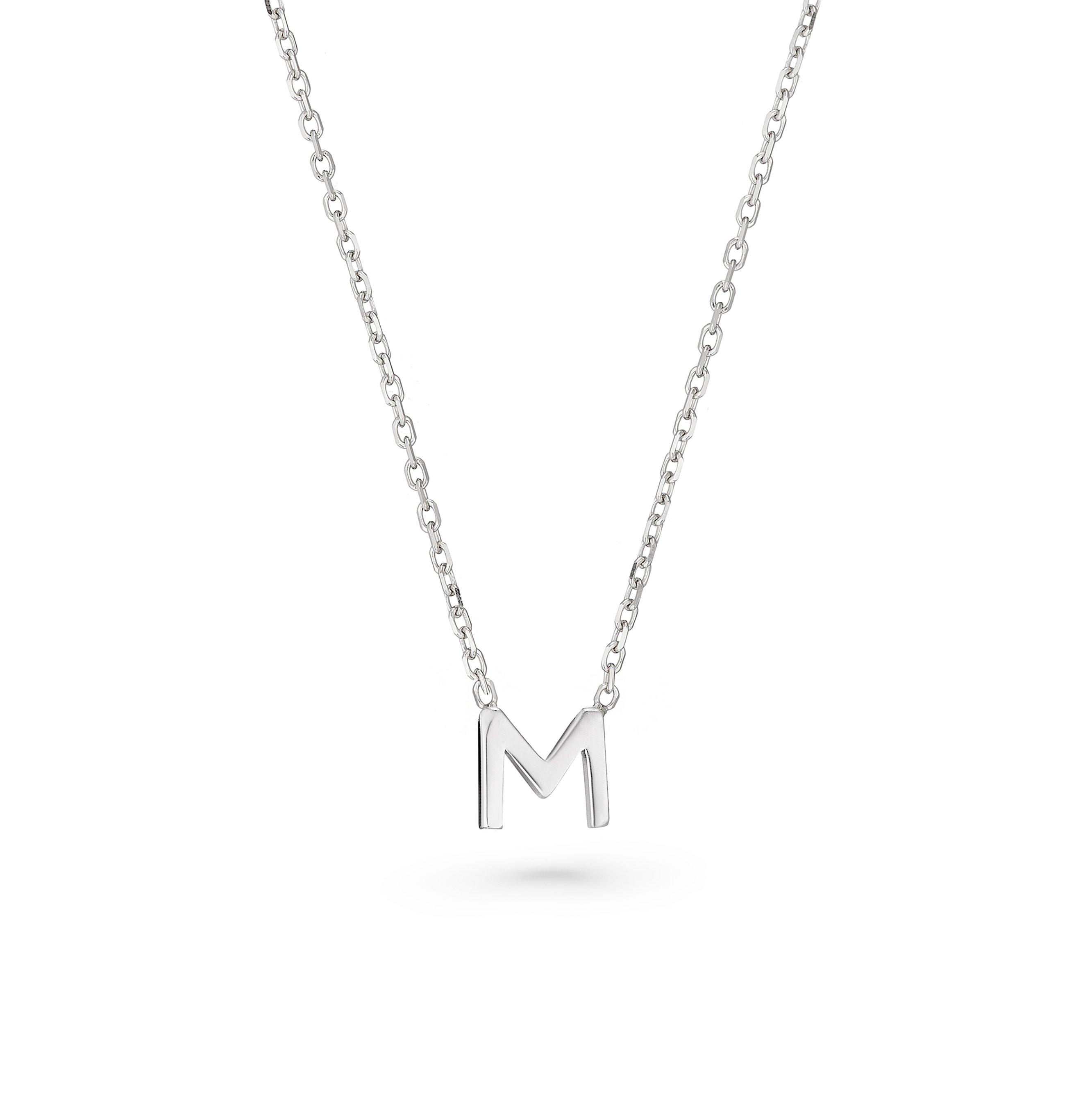 Silver letter m on sale necklace