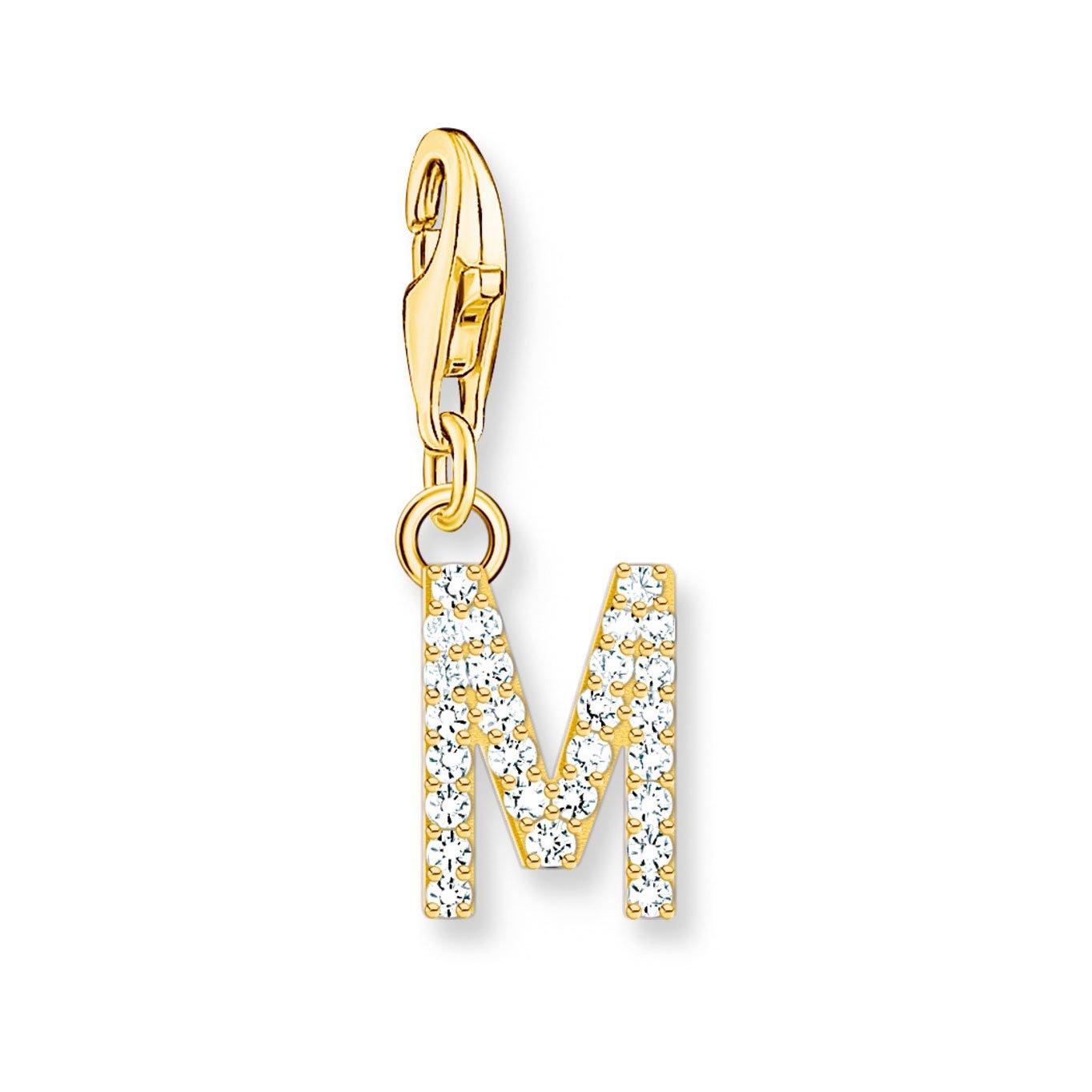 Thomas Sabo 18ct Gold Plated Cubic Zirconia Initial M Charm