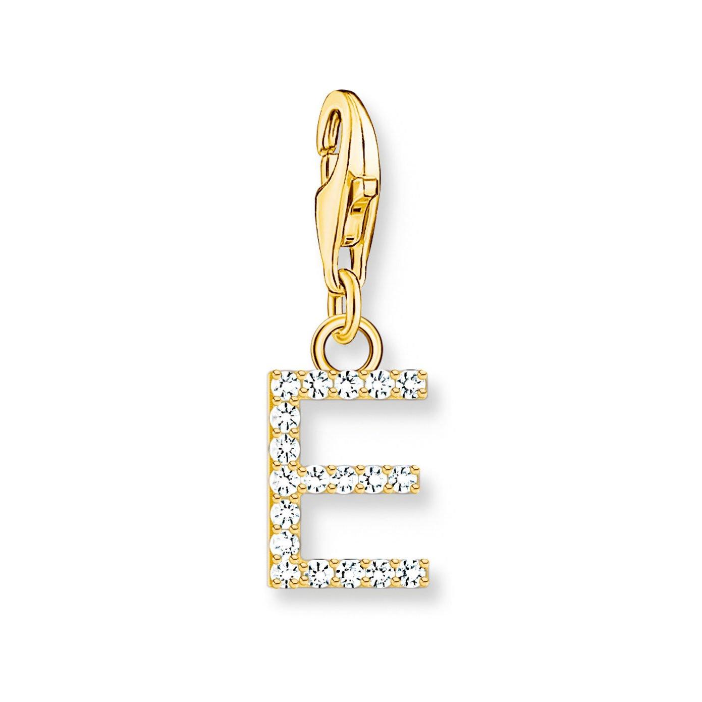 Thomas Sabo 18ct Gold Plated Cubic Zirconia Initial E Charm