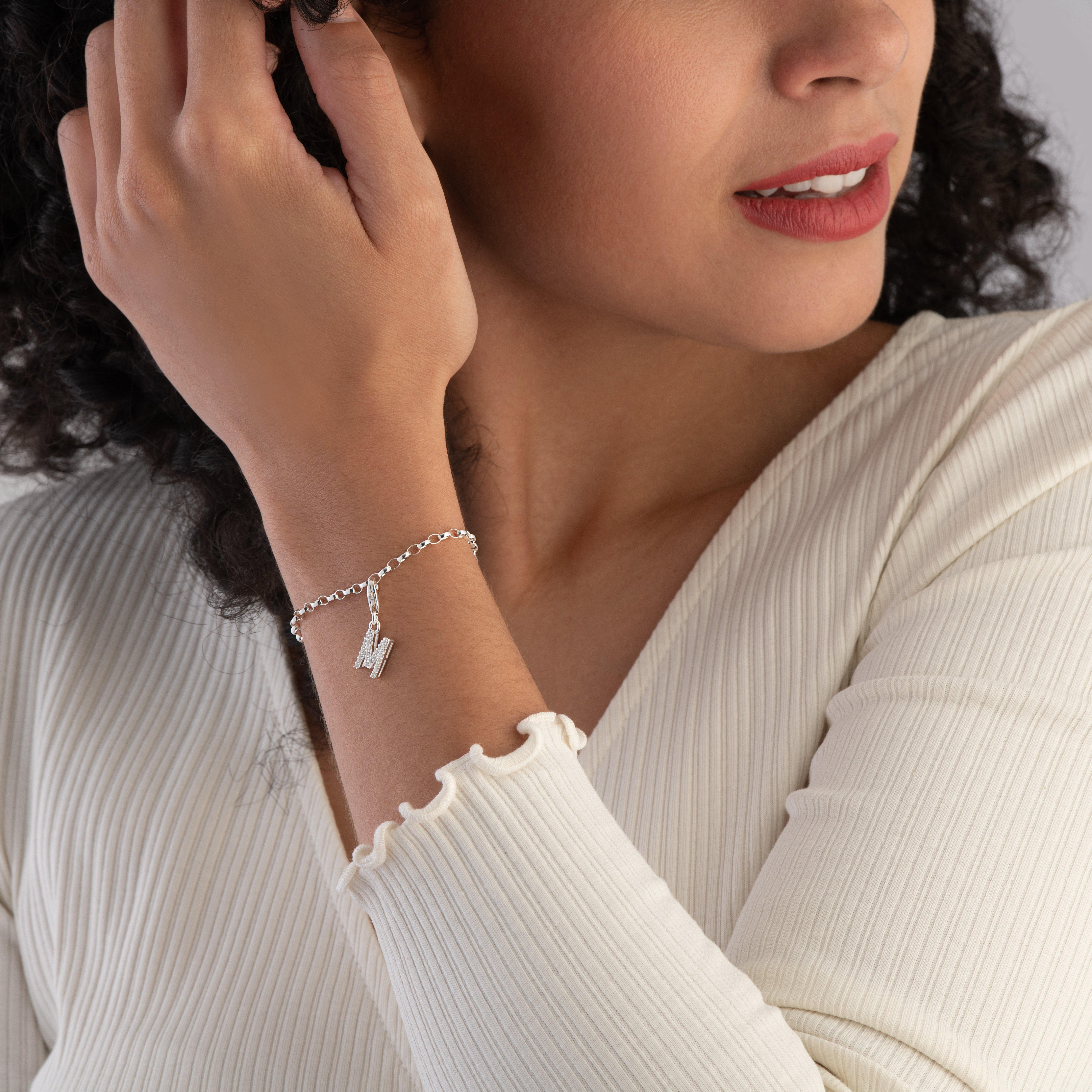 Thomas Sabo Collana da donna pietre bianche argento sterling 925, lunghezza 40-45 cm
