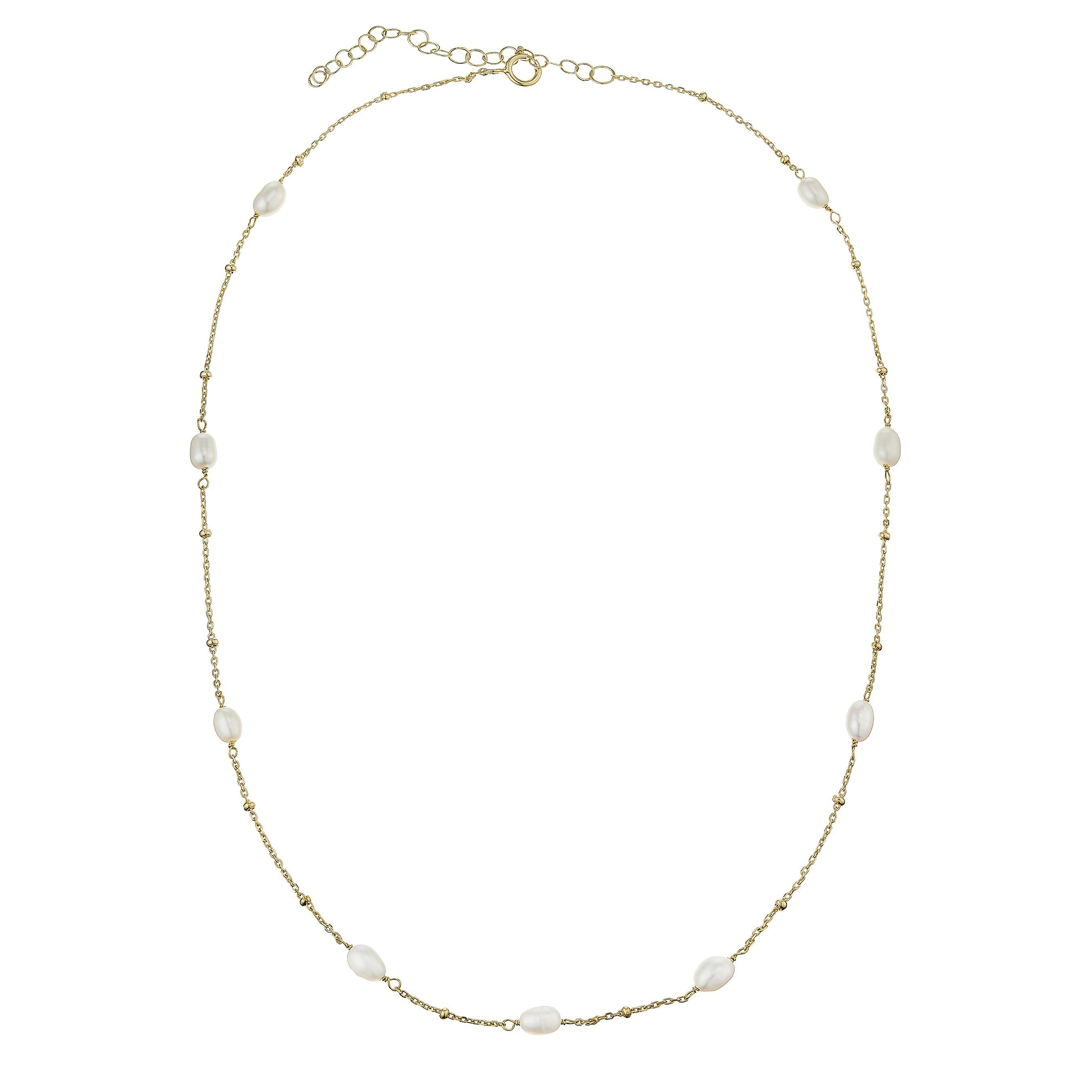 Yellow Gold Plated Freshwater Cultured Pearl Necklace