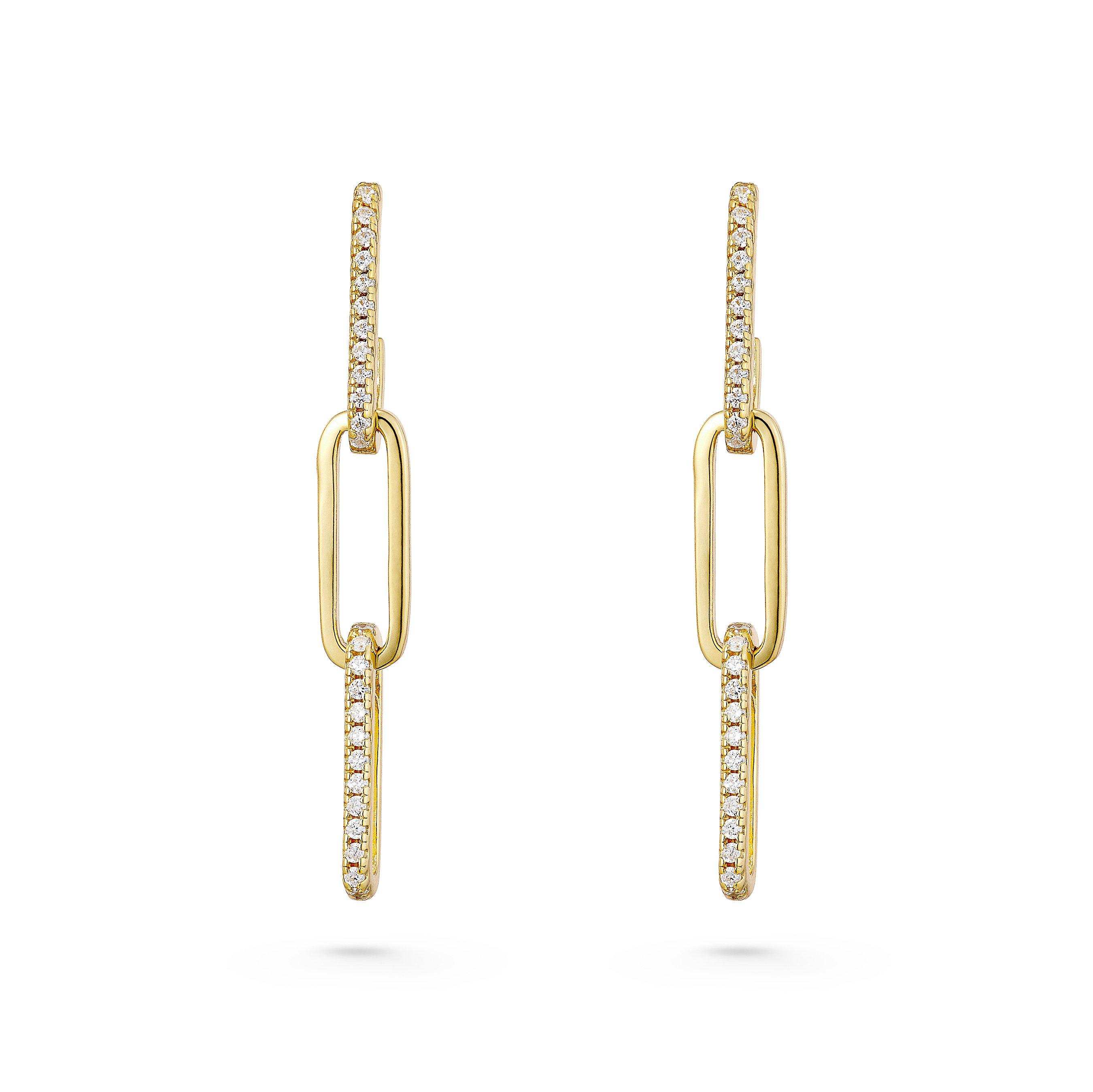 Yellow Gold Plated Cubic Zirconia Drop Earrings