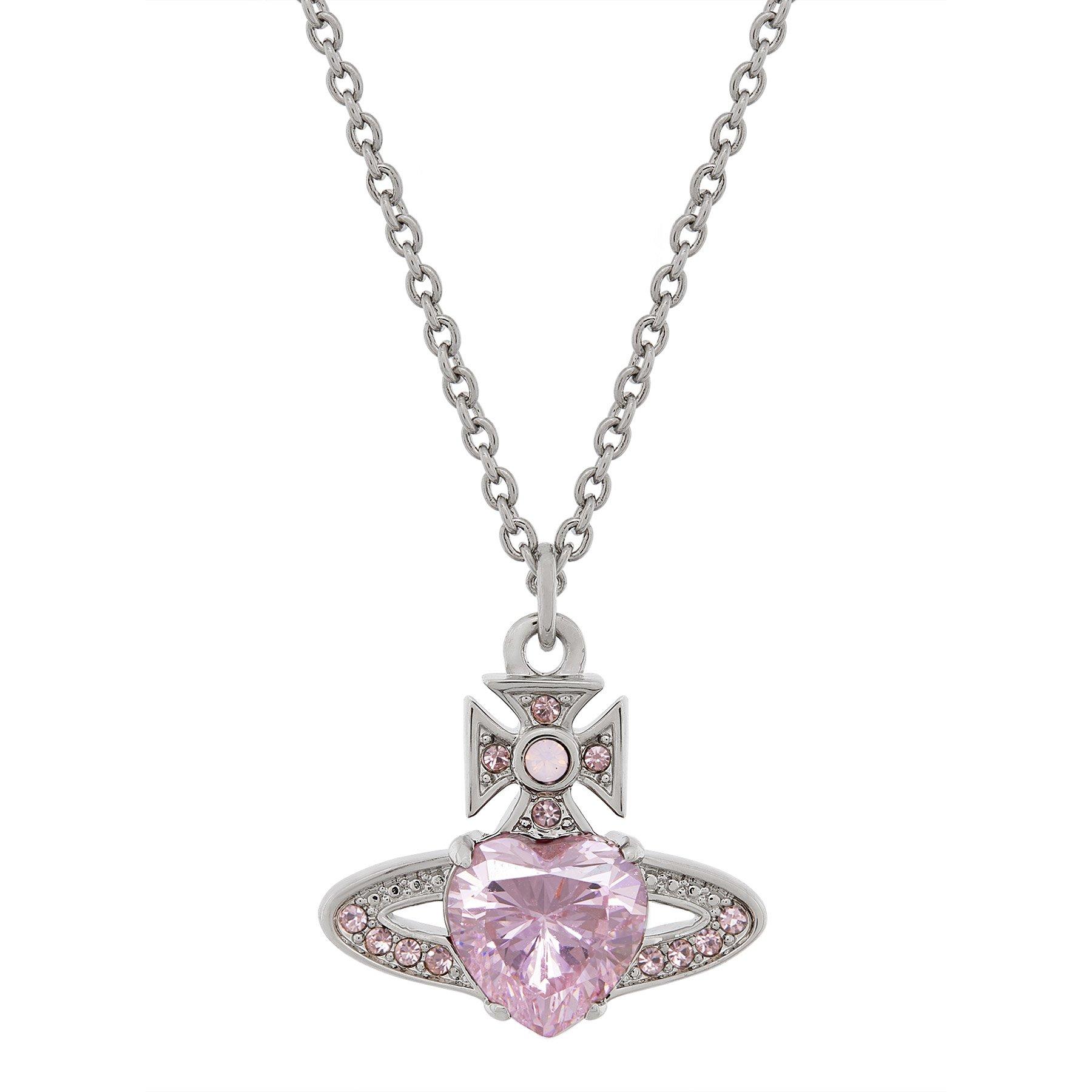 Vivienne Westwood Ariella White Metal Pink Crystal Pendant