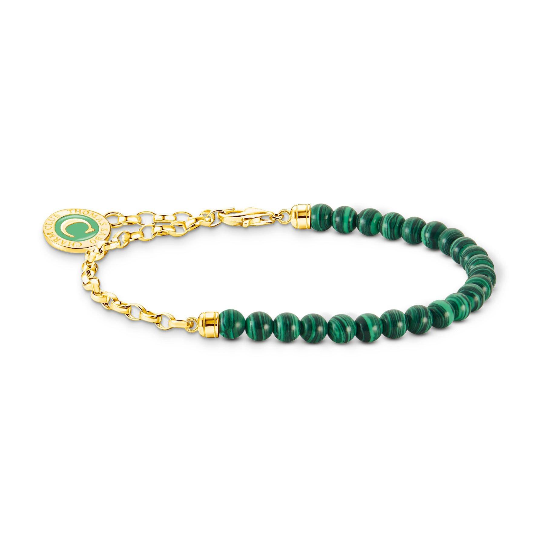 Thomas Sabo Yellow Gold Plated Green Charm Bracelet | 0140072 ...