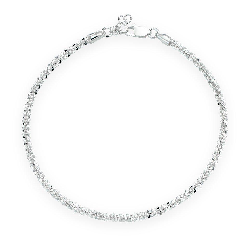 Beaverbrooks Silver Sparkle Twist Anklet