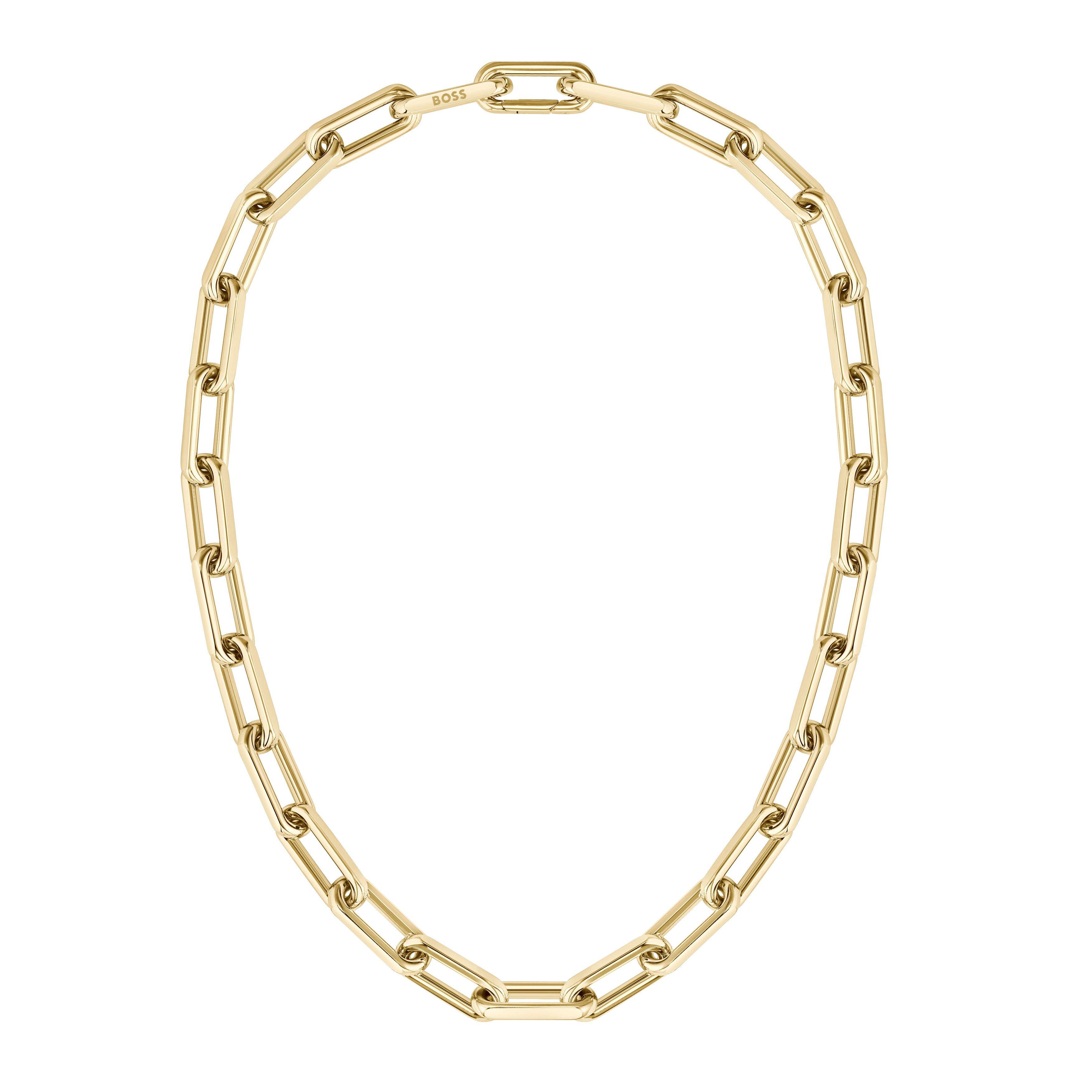 BOSS Halia Yellow Gold Plated Necklace | 0141148 | Beaverbrooks the ...