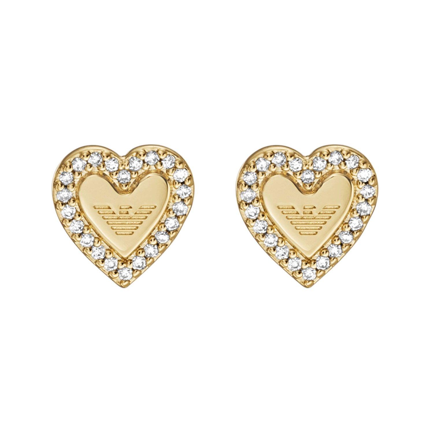 Emporio Armani Gold Tone Cubic Zirconia Stud Earrings 0141663