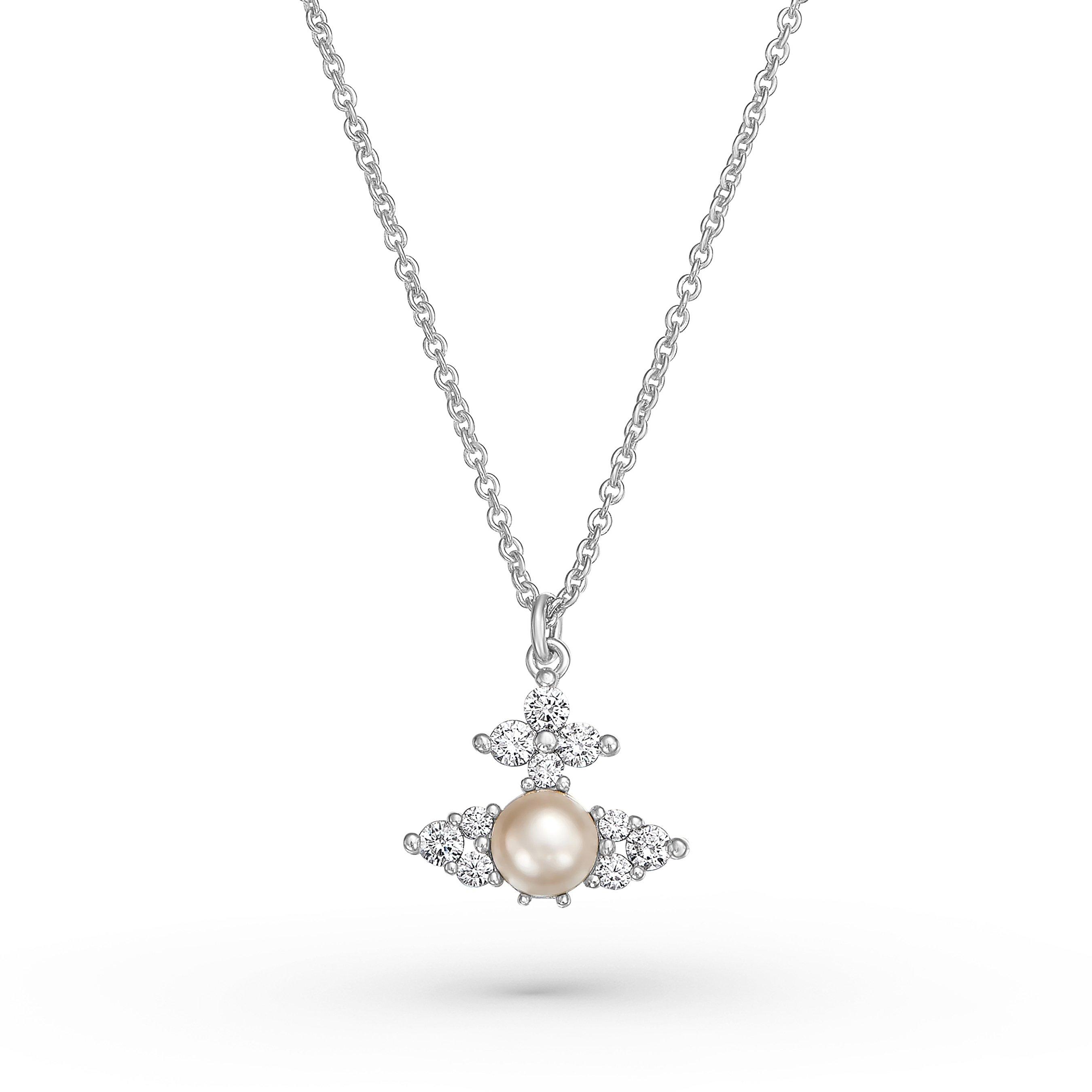 Vivienne Westwood Feodora Silver Pearl and Cubic Zirconia Pendant