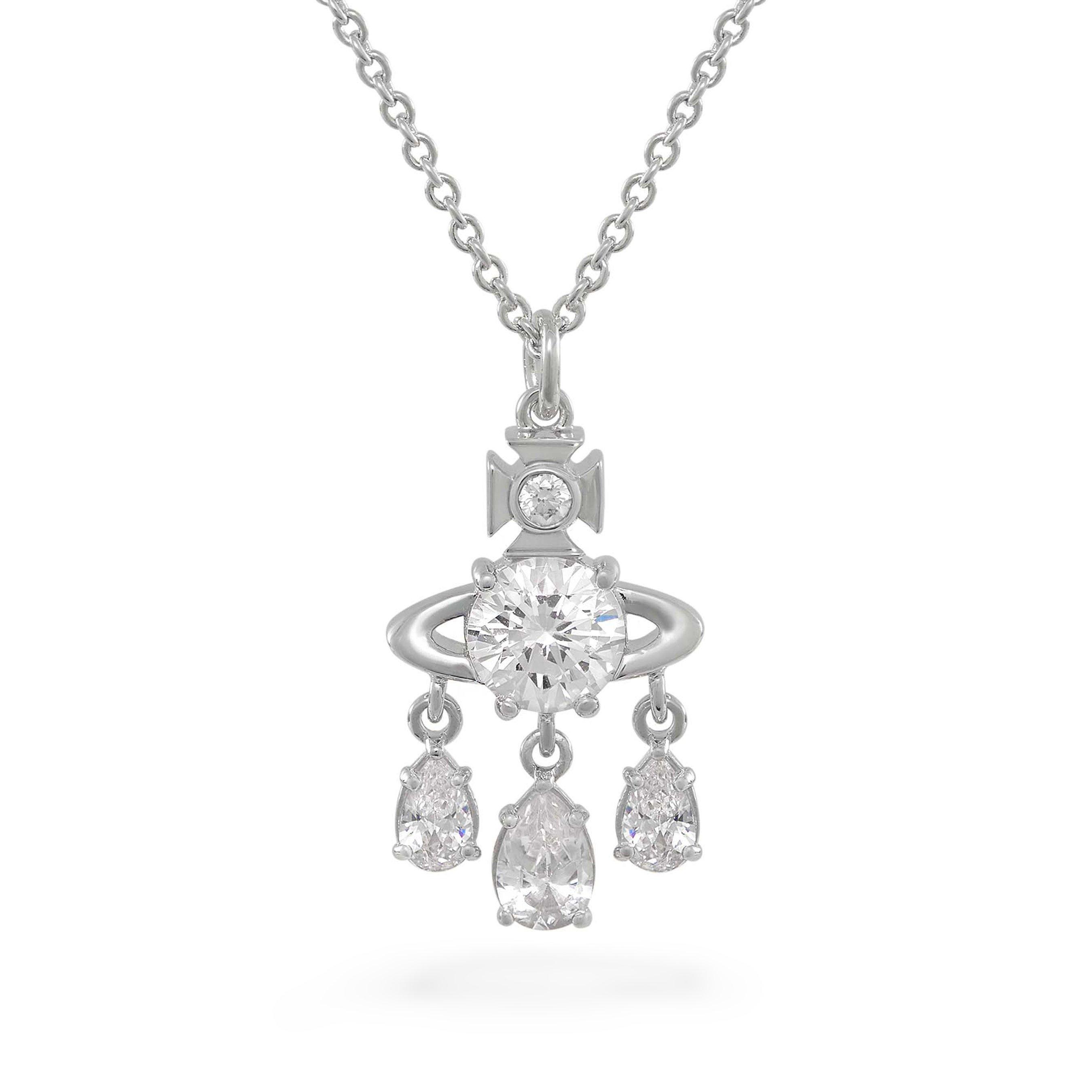 Vivienne Westwood Kitty Silver Crystal Pendant | 0139943