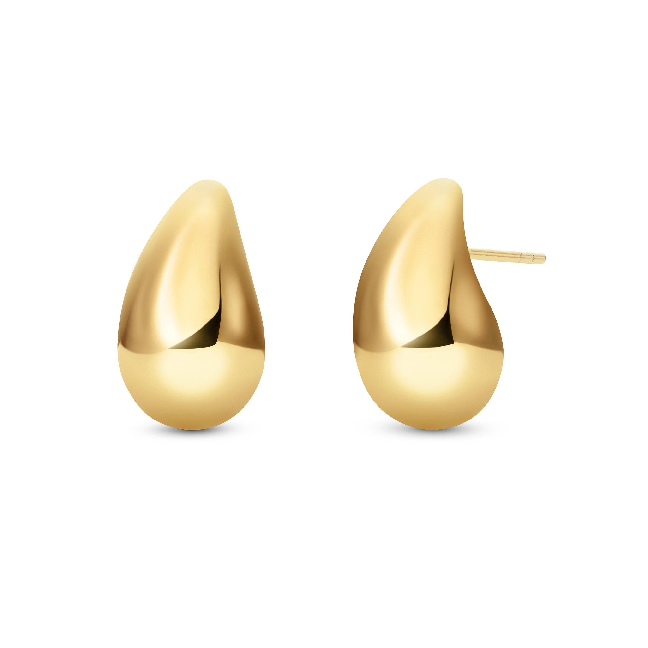 Yellow Gold Plated Silver Teardrop Stud Earrings