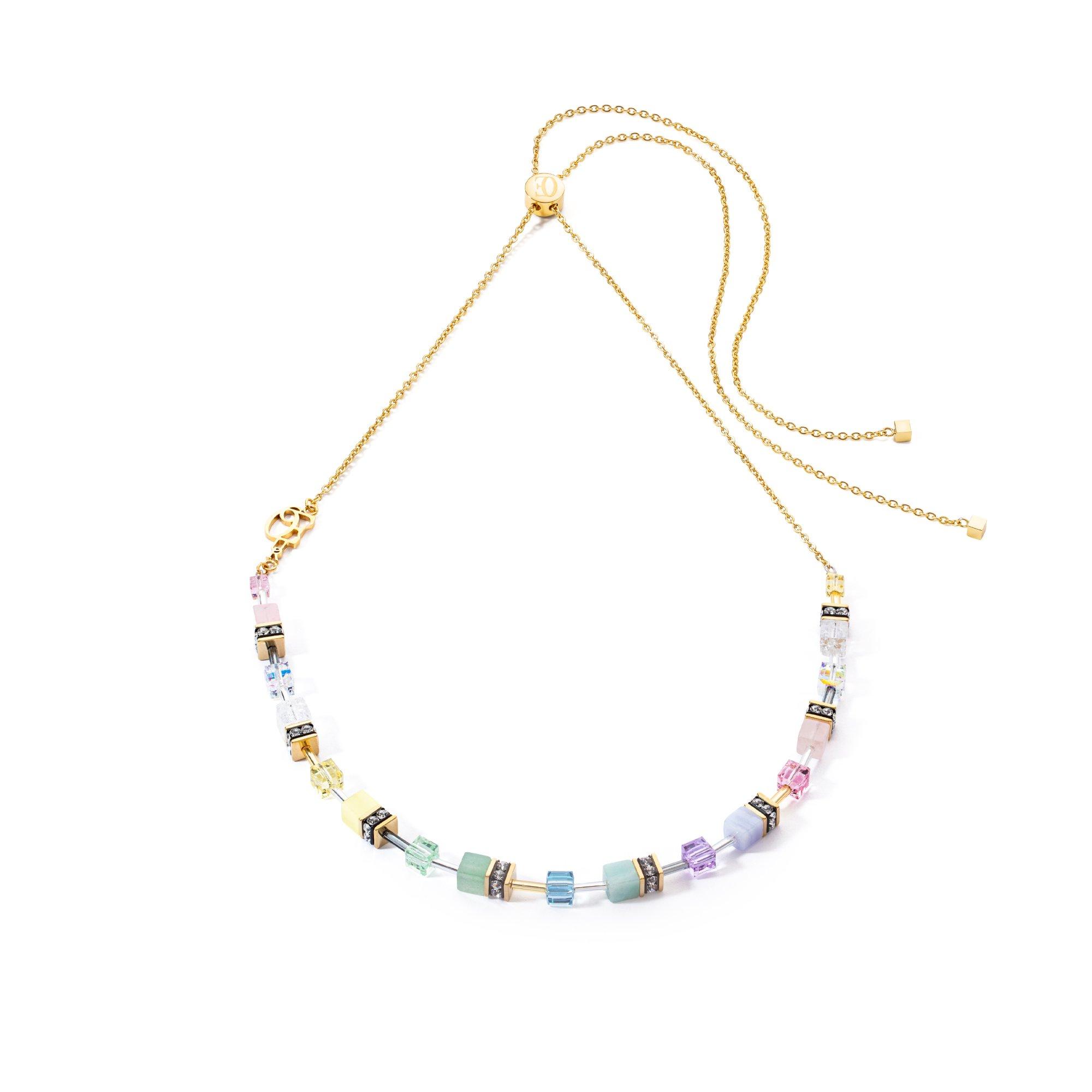 Coeur De Lion Geocube Yellow Gold Tone Crystal Necklace | 0142925 ...