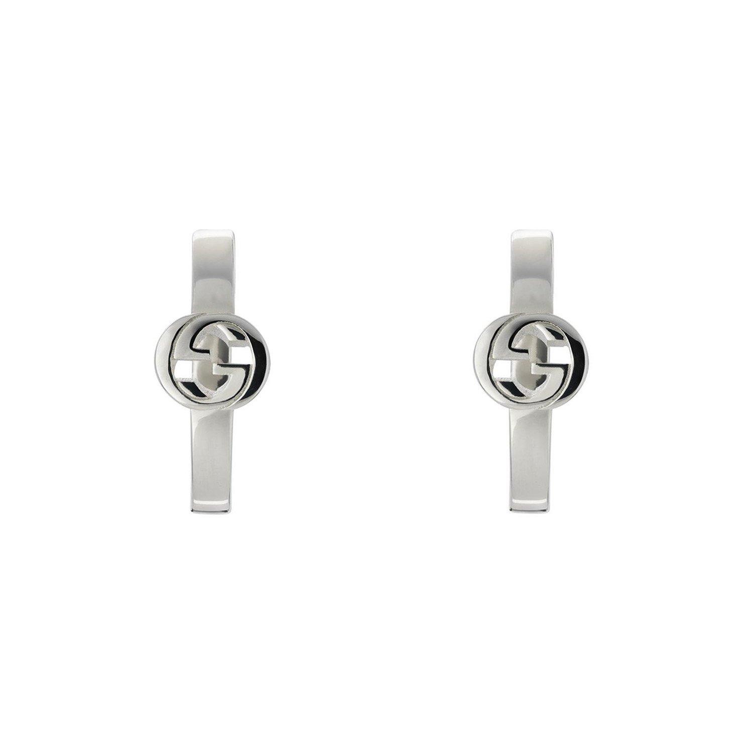 Gucci Interlocking Silver Hoop Earrings 0143049 Beaverbrooks the Jewellers