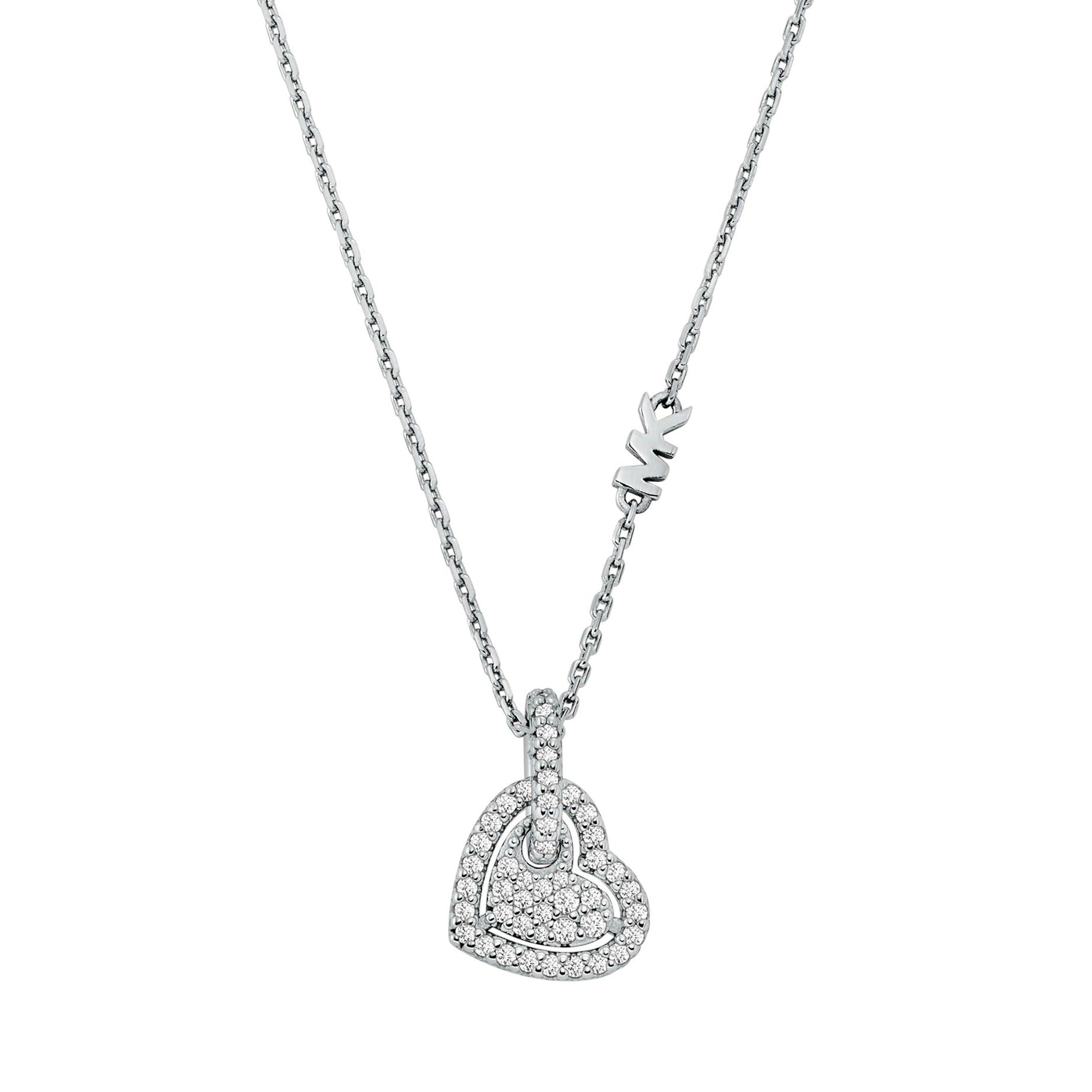 Michael Kors Silver Pave Heart Pendant