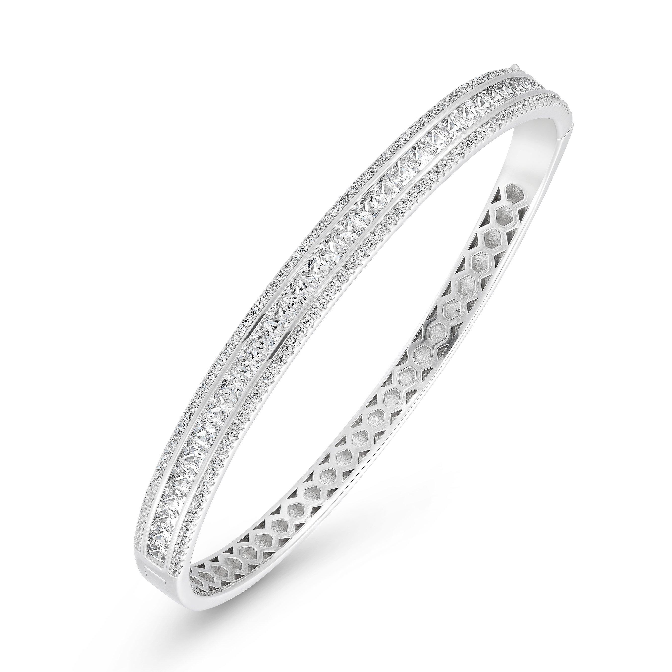 Beaverbrooks Silver Cubic Zirconia Triple Row Bangle | 0144461