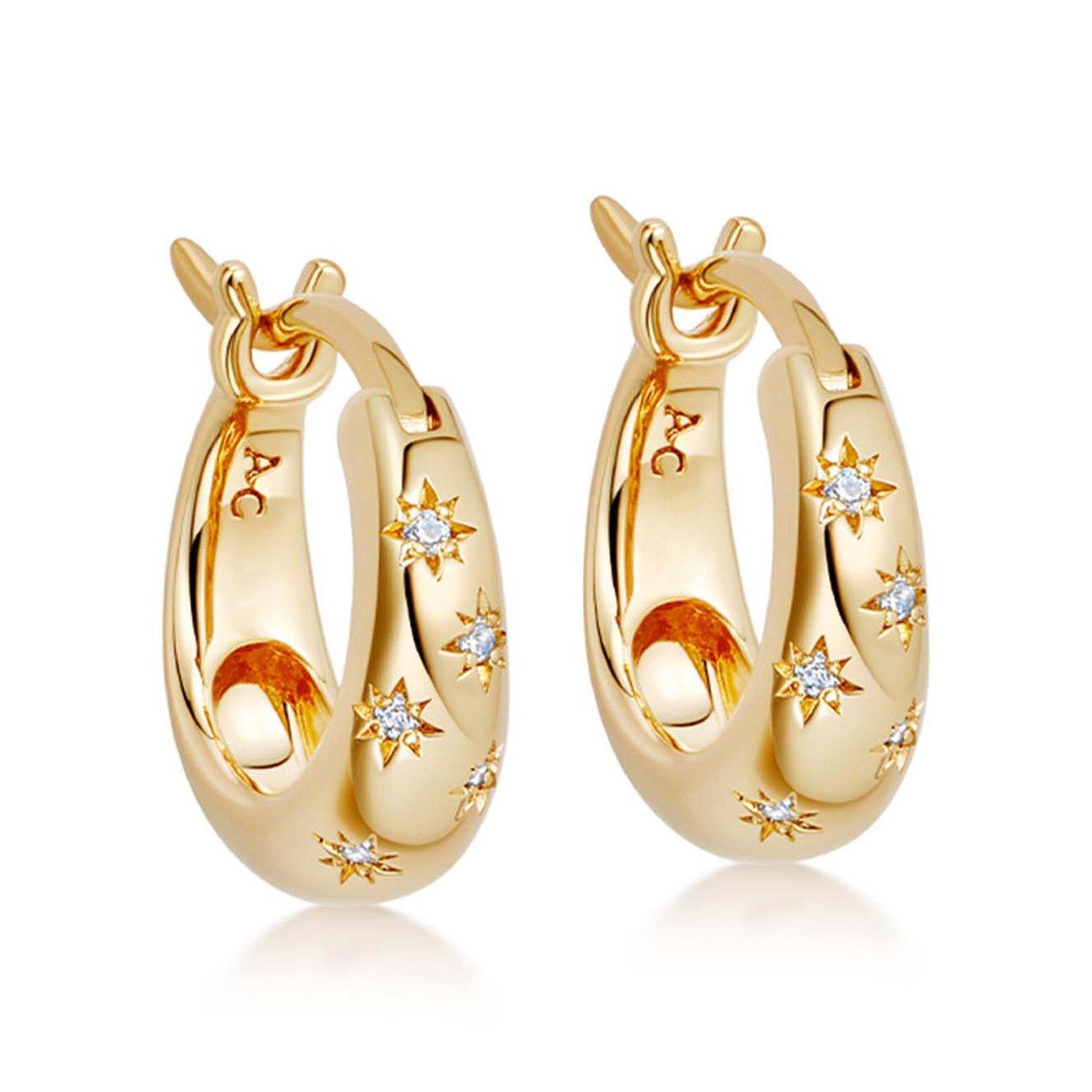 Astley Clarke Celestial 18ct Yellow Gold Plated White Sapphire Hoop Earrings