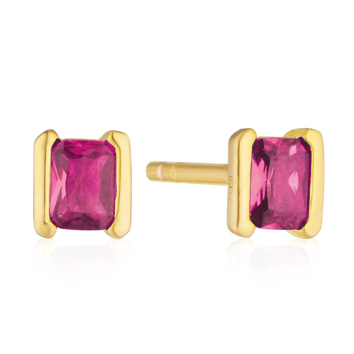  Sif Jakobs Roccanova Piccolo Yellow Gold Plated Pink Cubic Zirconia Stud Earrings