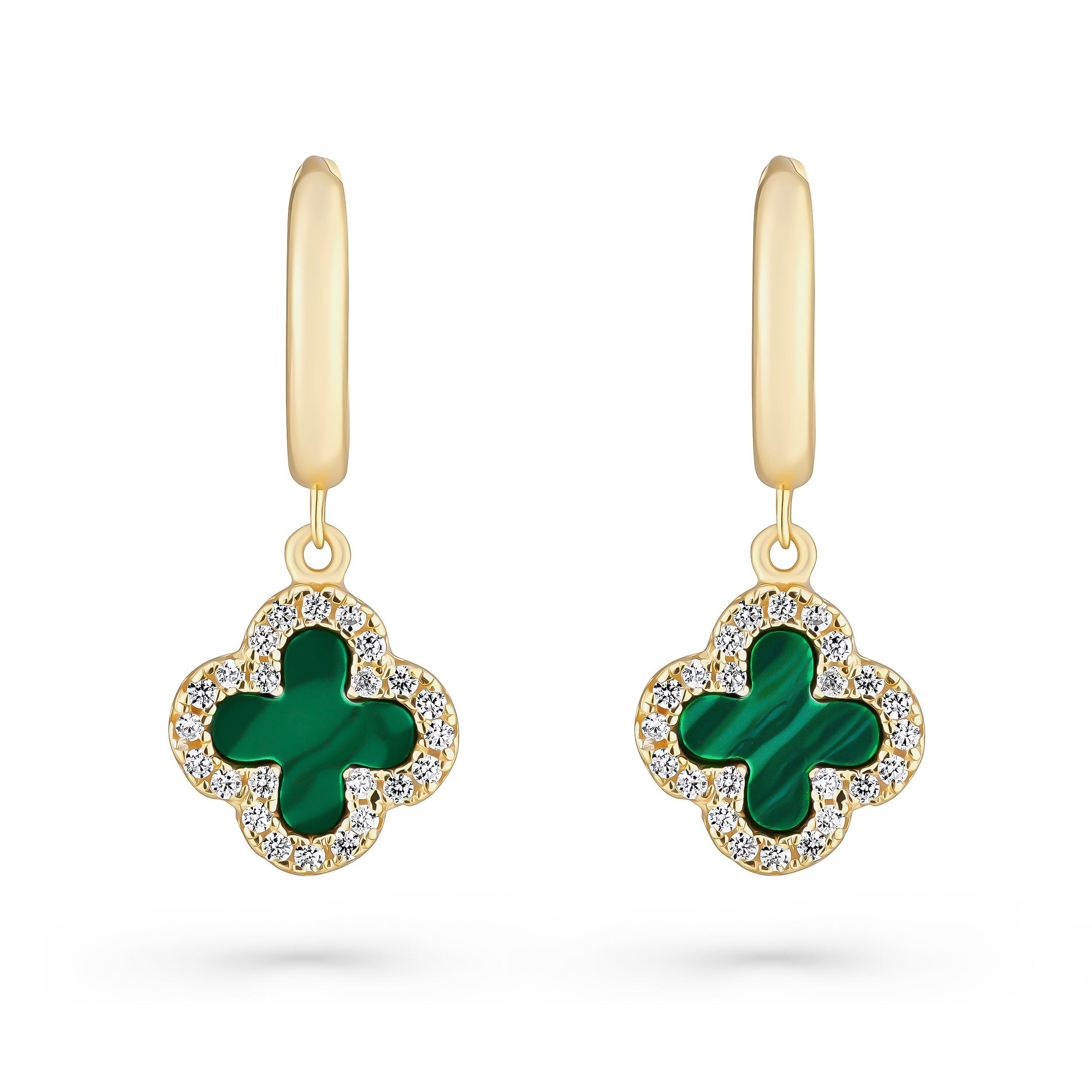 Clover Huggie Hoop Earrings For Women - Lucky Charm Dangle Earrings In Stainless Steel