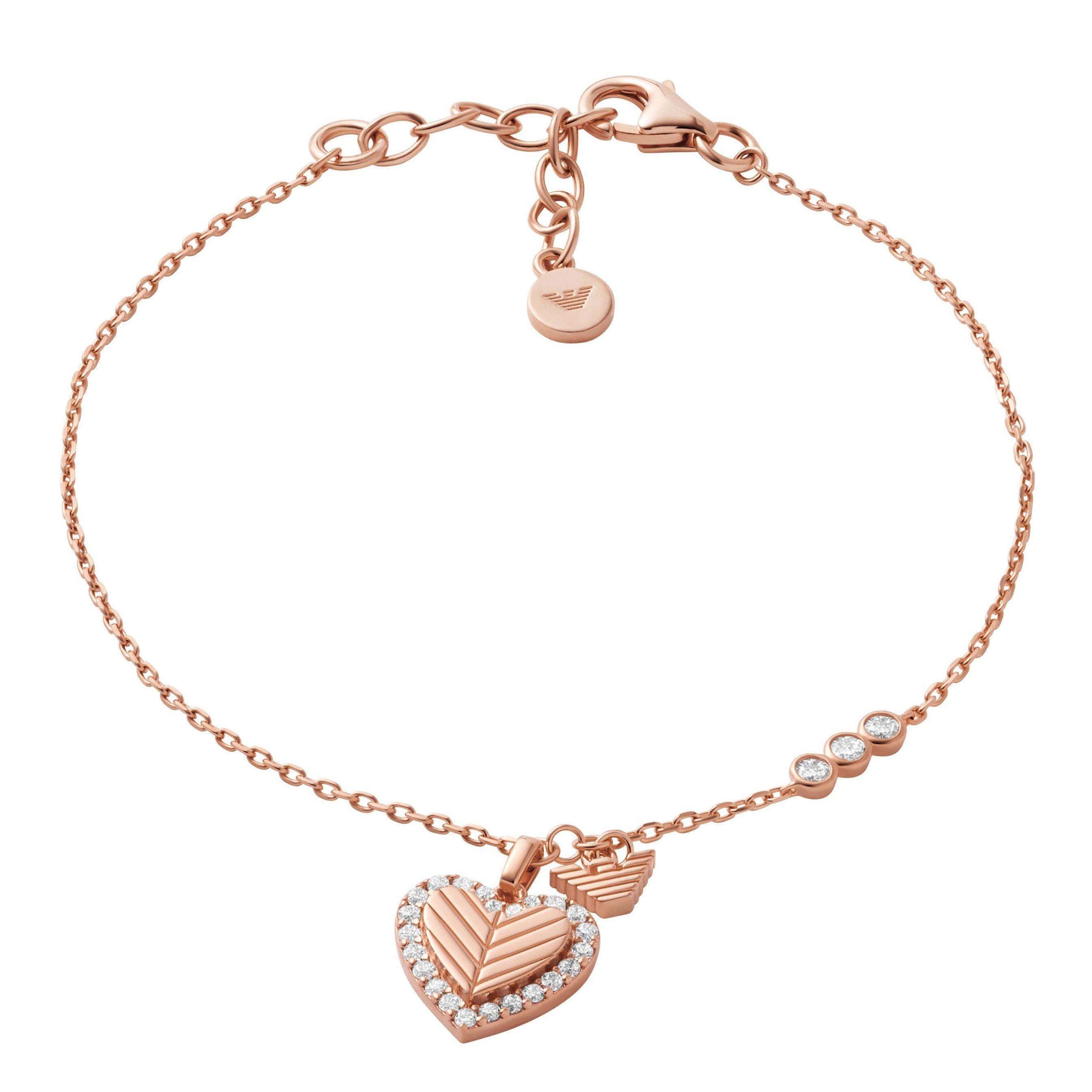 Emporio Armani Rose Tone Cubic Zirconia Heart Bracelet | 0148054