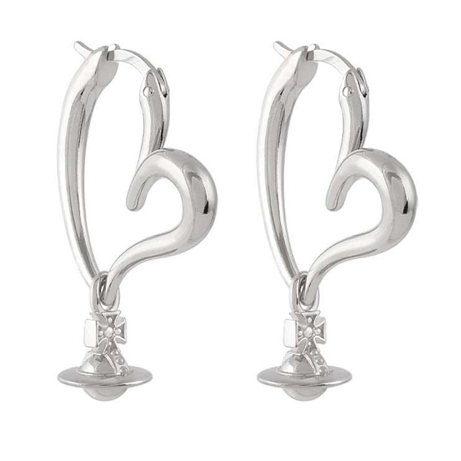 Vivienne Westwood Emily Silver Heart Hoop Earrings | 0148540 