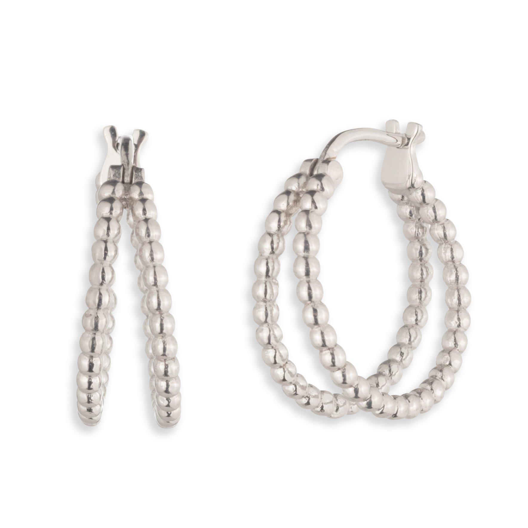 Lauren Ralph Lauren Silver Beaded Hoop Earrings 0148546 Beaverbrooks