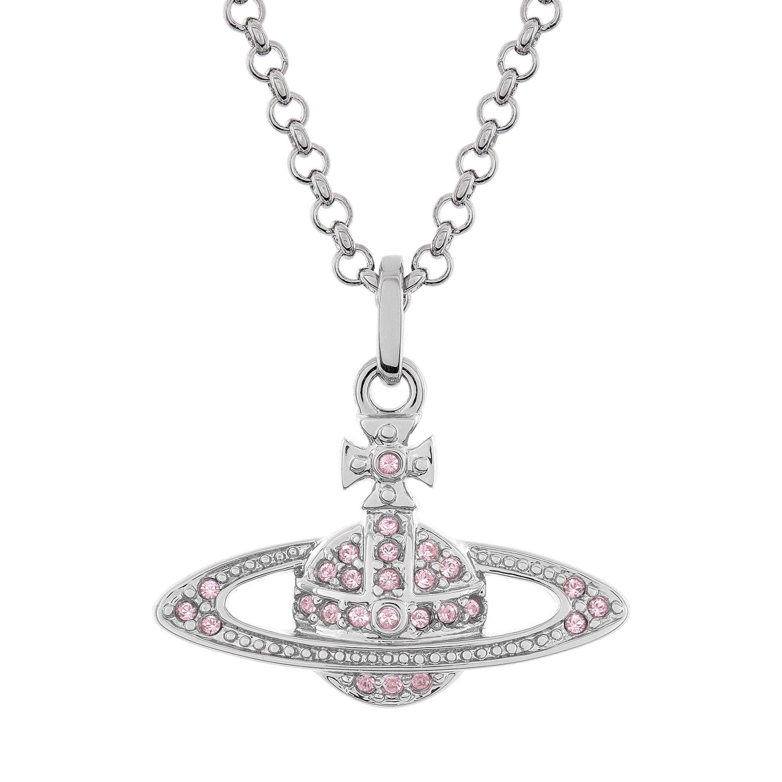 Vivienne Westwood MINI BAS RELIEF ネックレス Vivienne Westwood Mini Bas Relief Silver Cubic Zirconia Pendant