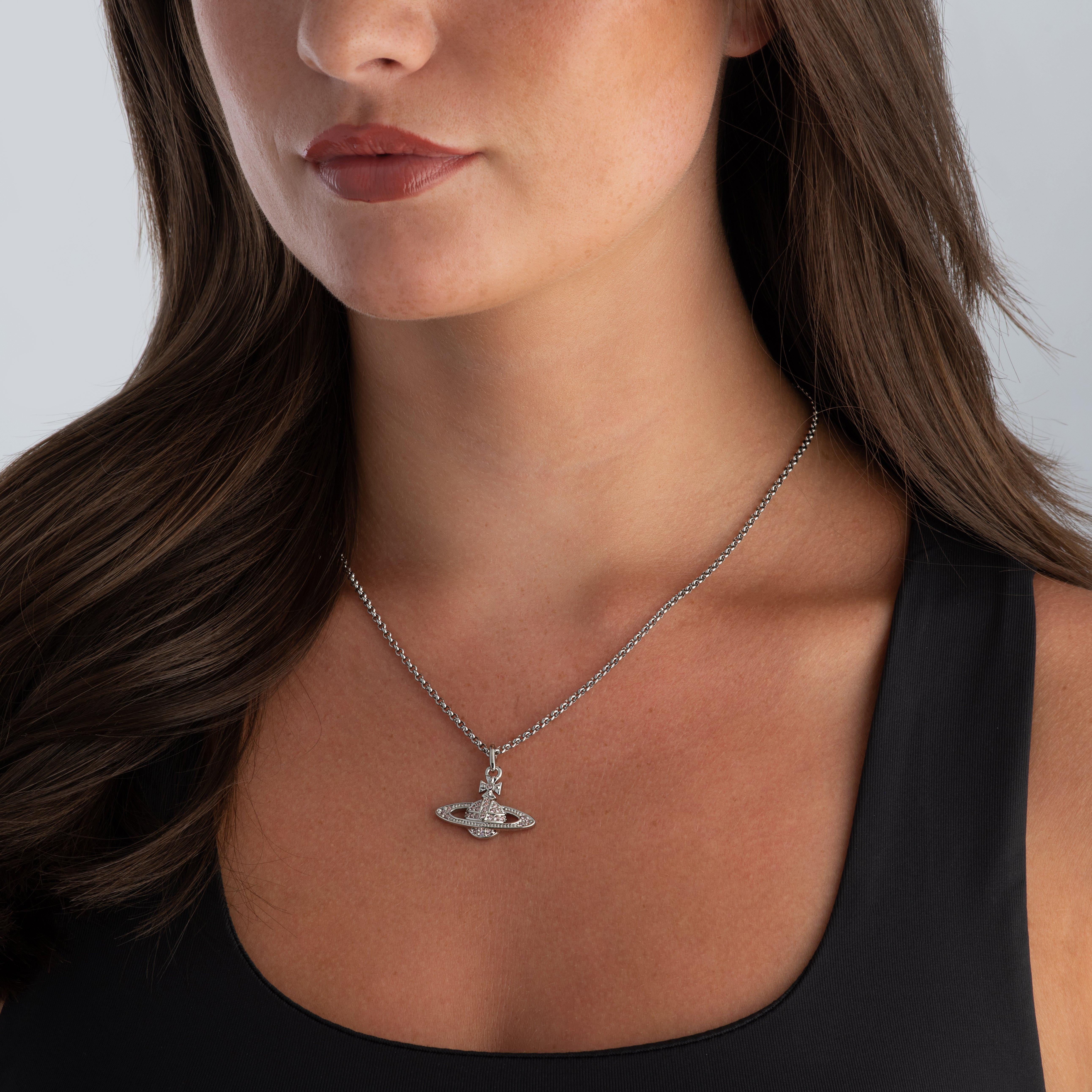 Vivienne Westwood Mini Bas Relief Silver Cubic Zirconia Pendant