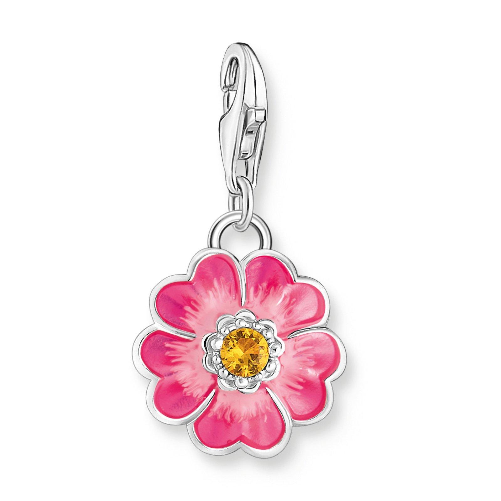 Thomas Sabo Silver Pink Flower Charm