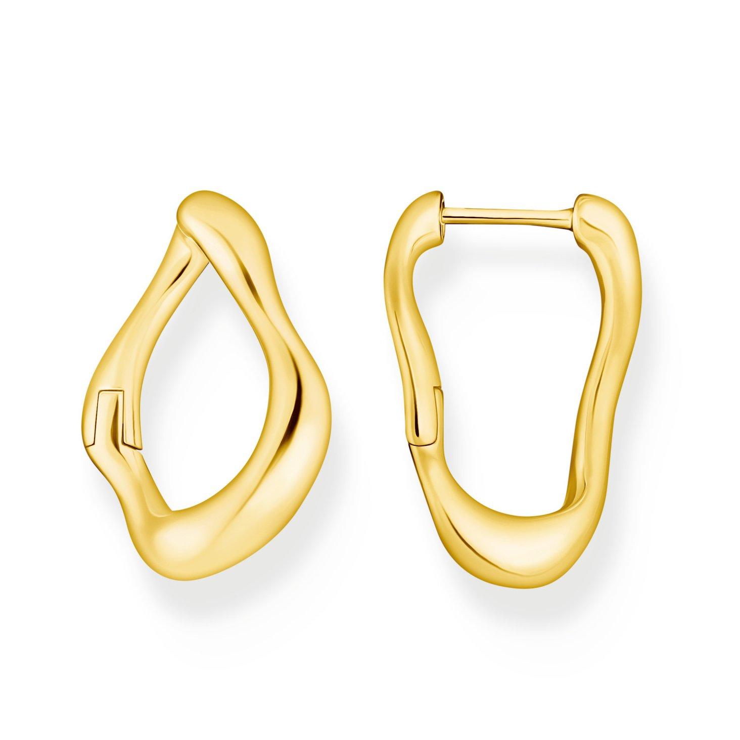 Thomas Sabo Yellow Gold Plated Wavy Hoop Earrings