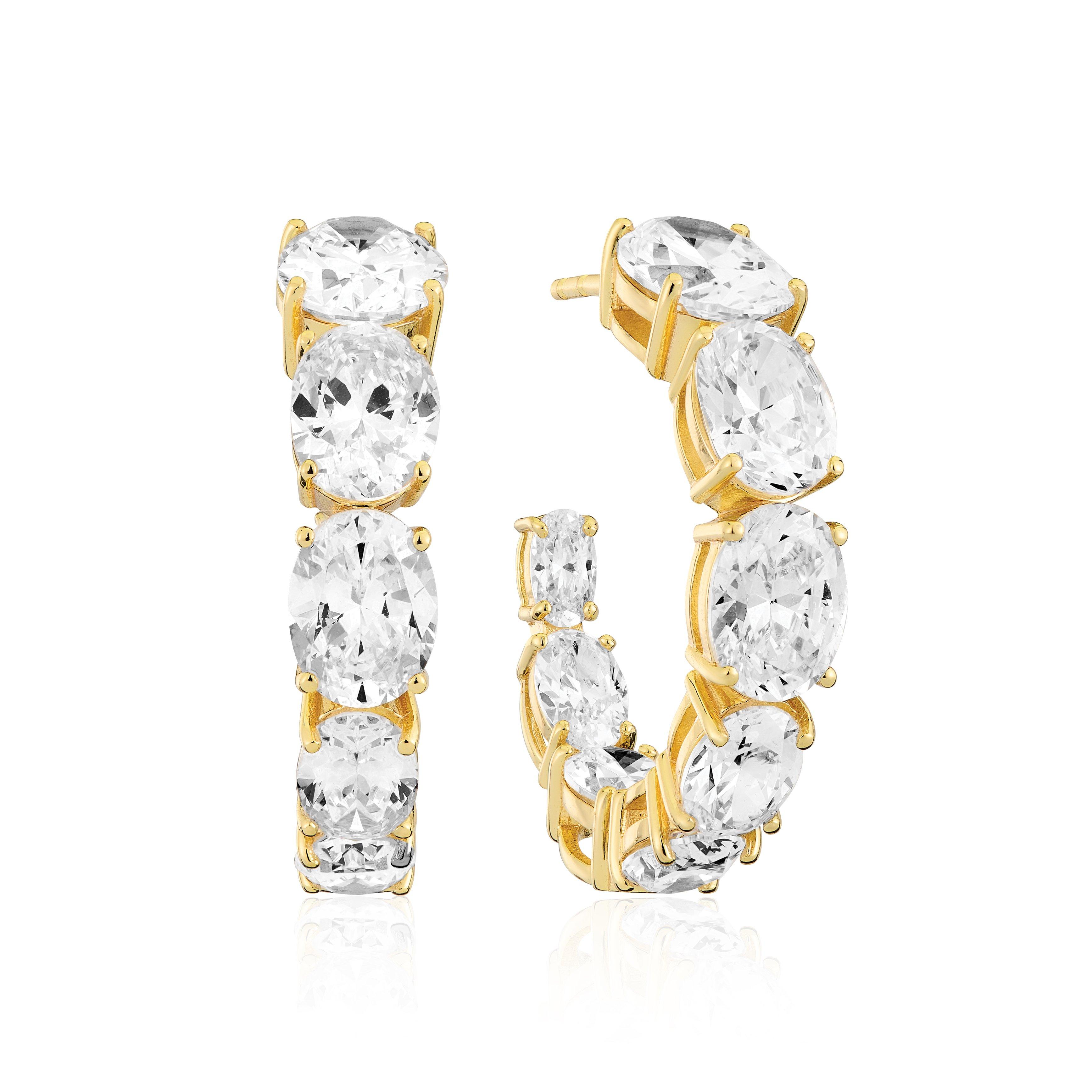 Sif Jakobs Creolo Grand Yellow Gold Plated Cubic Zirconia Hoop Earrings