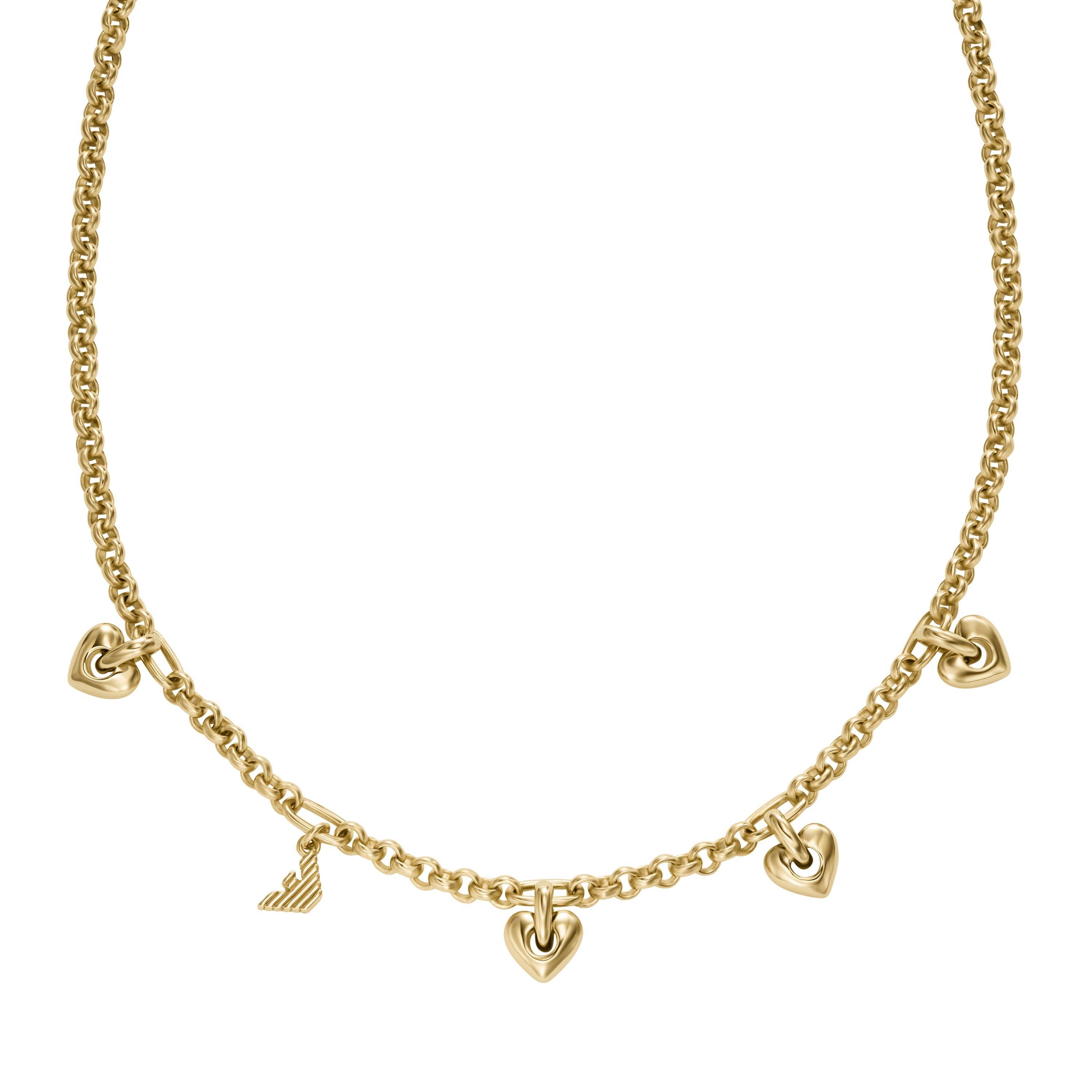 Emporio Armani Yellow Gold Tone Heart Drop Necklace