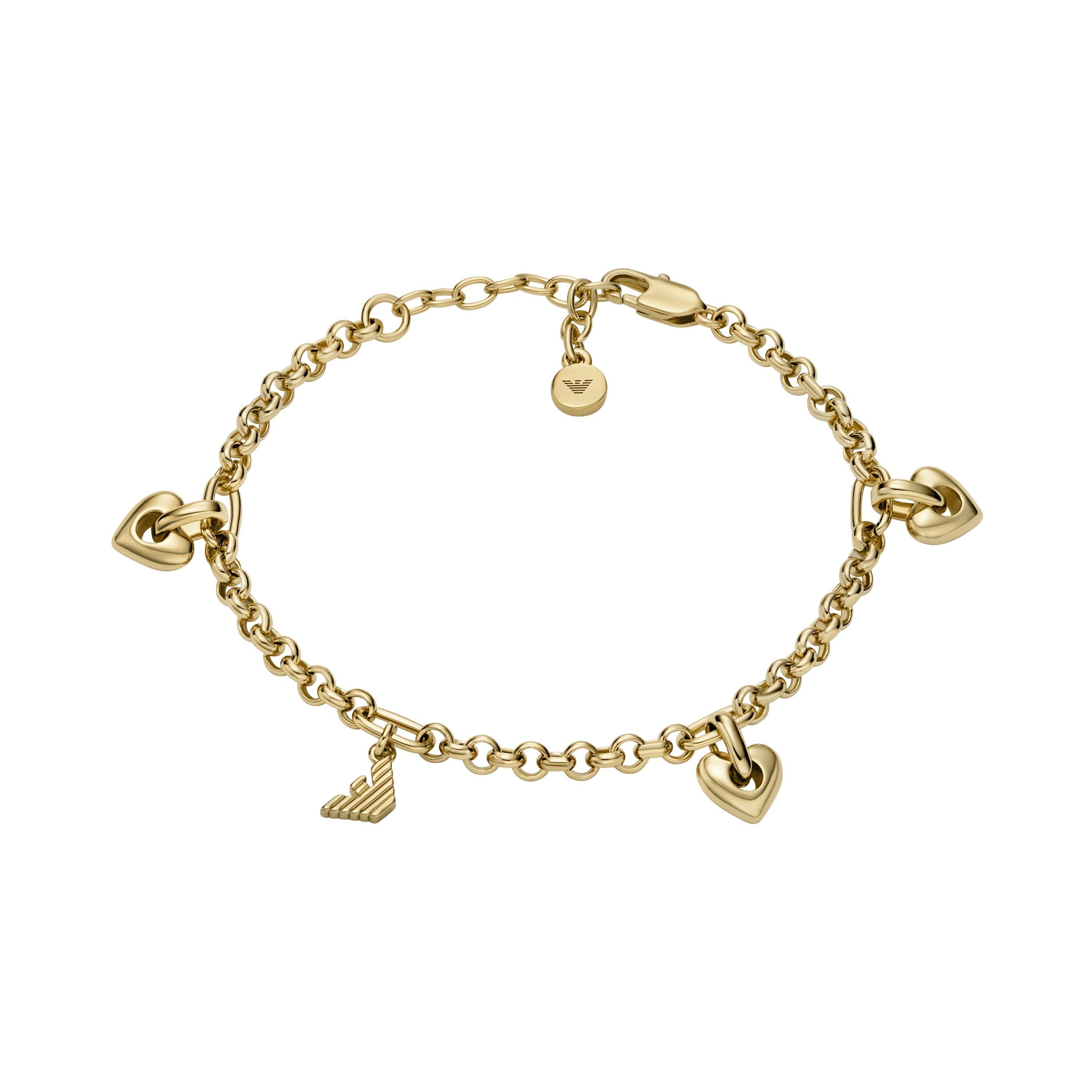 Emporio Armani Yellow Gold Tone Heart Drop Bracelet