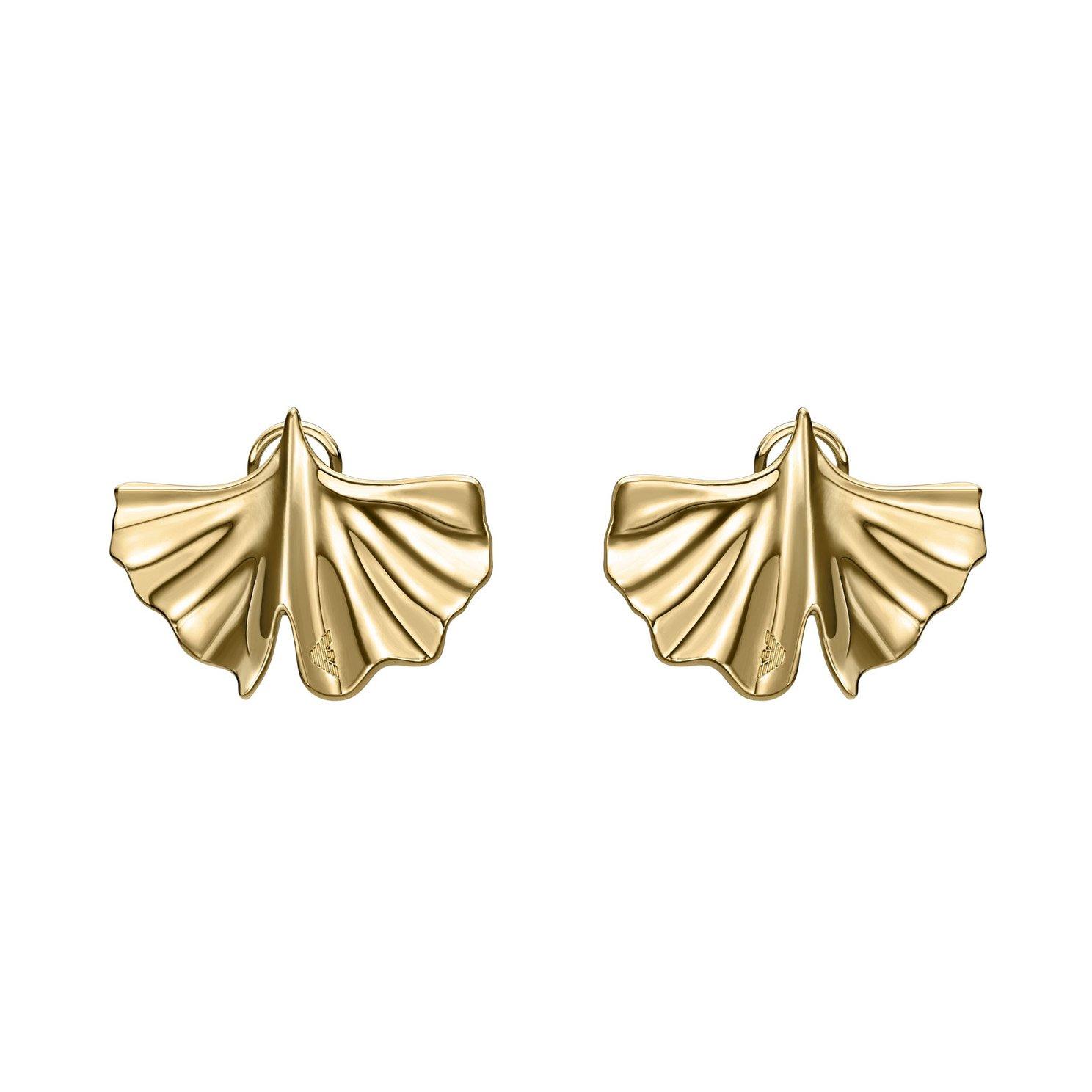 Emporio Armani Yellow Gold Tone Large Wing Stud Earrings