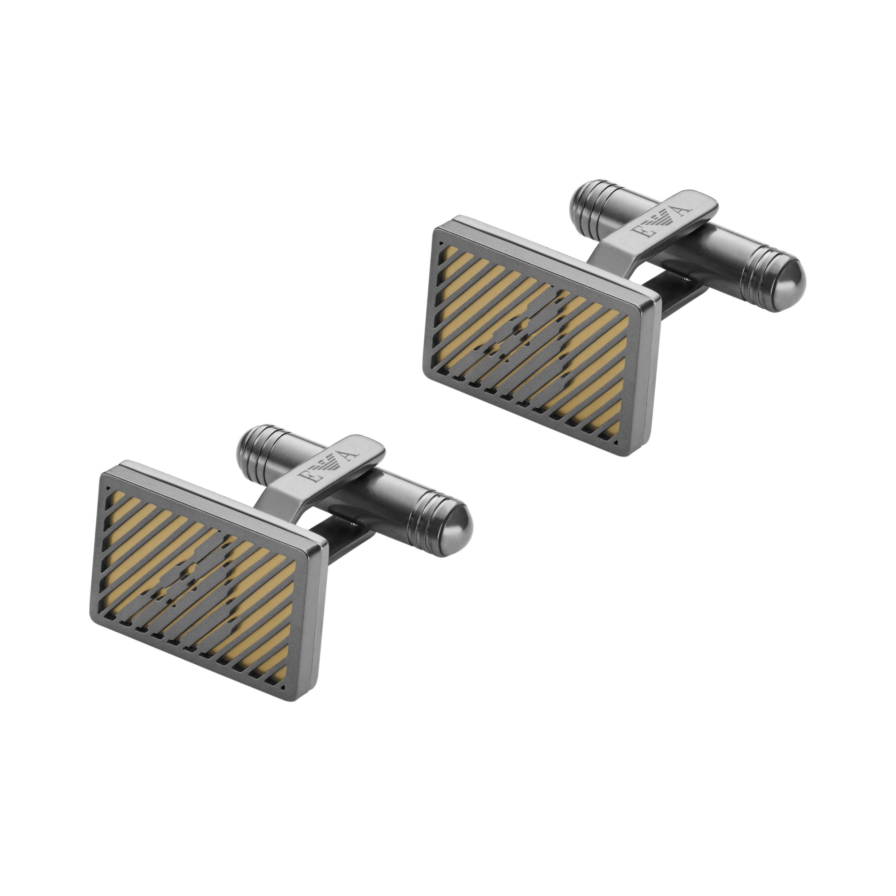 Emporio Armani Gunmetal Logo Men’s Cufflinks