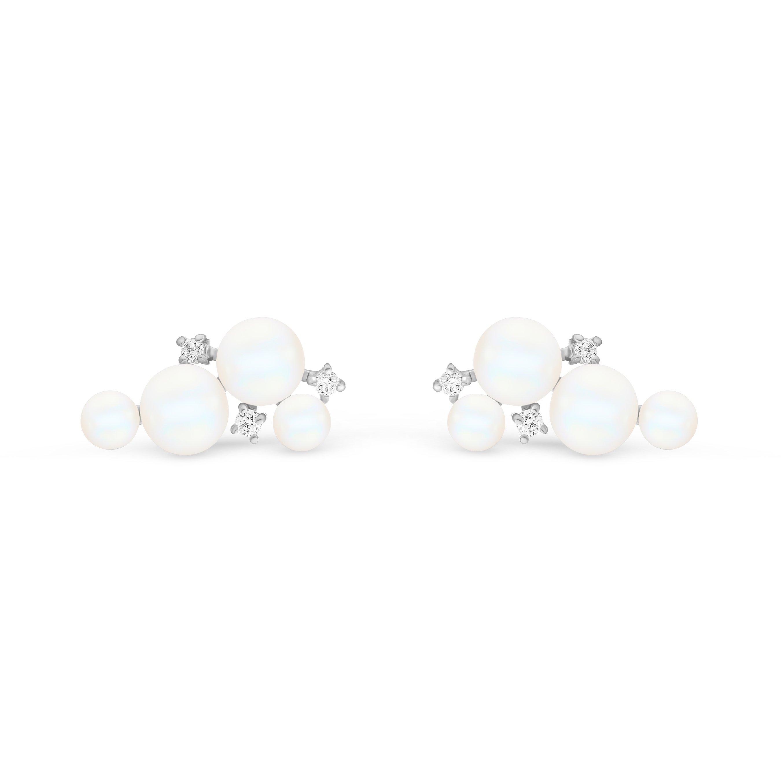 Beaverbrooks Silver Cubic Zirconia and Freshwater Pearl Stud