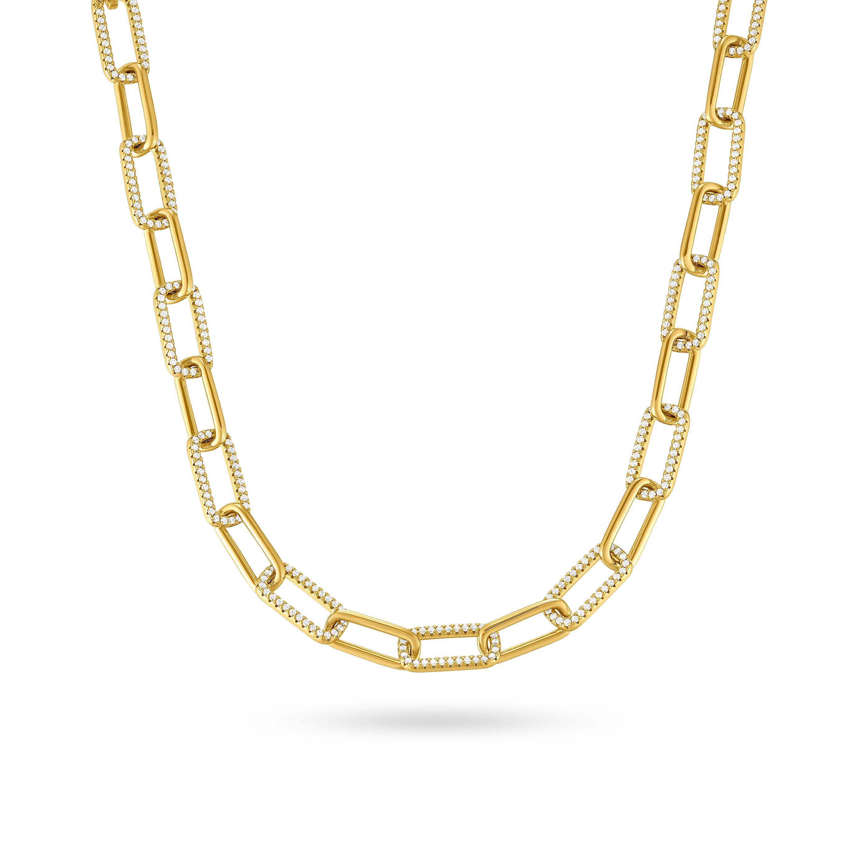 Beaverbrooks Yellow Gold Plated Cubic Zirconia Paperchain Necklace