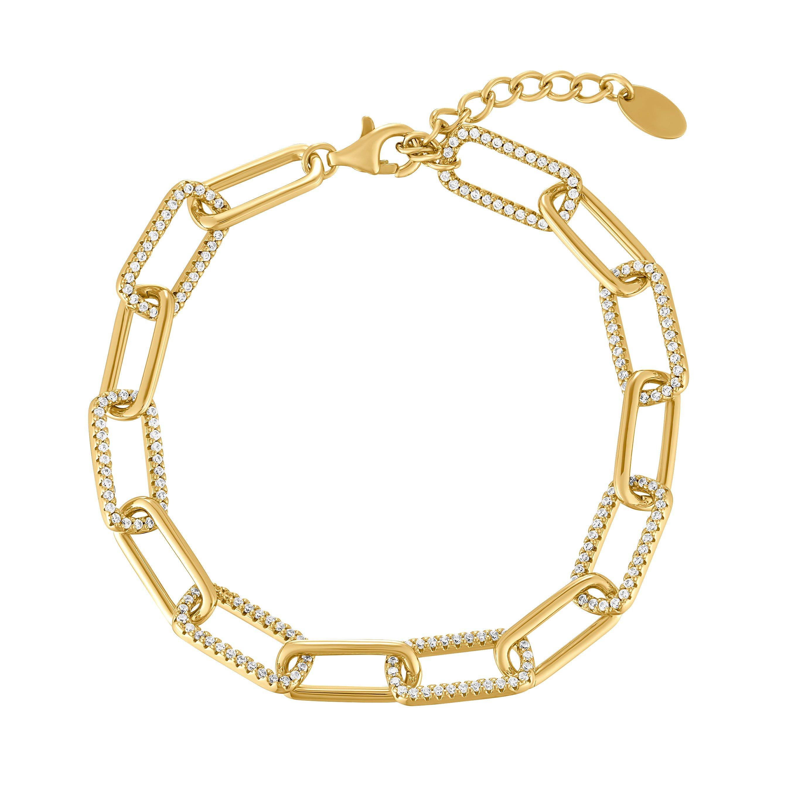 Beaverbrooks Yellow Gold Plated Cubic Zirconia Paperchain Bracelet