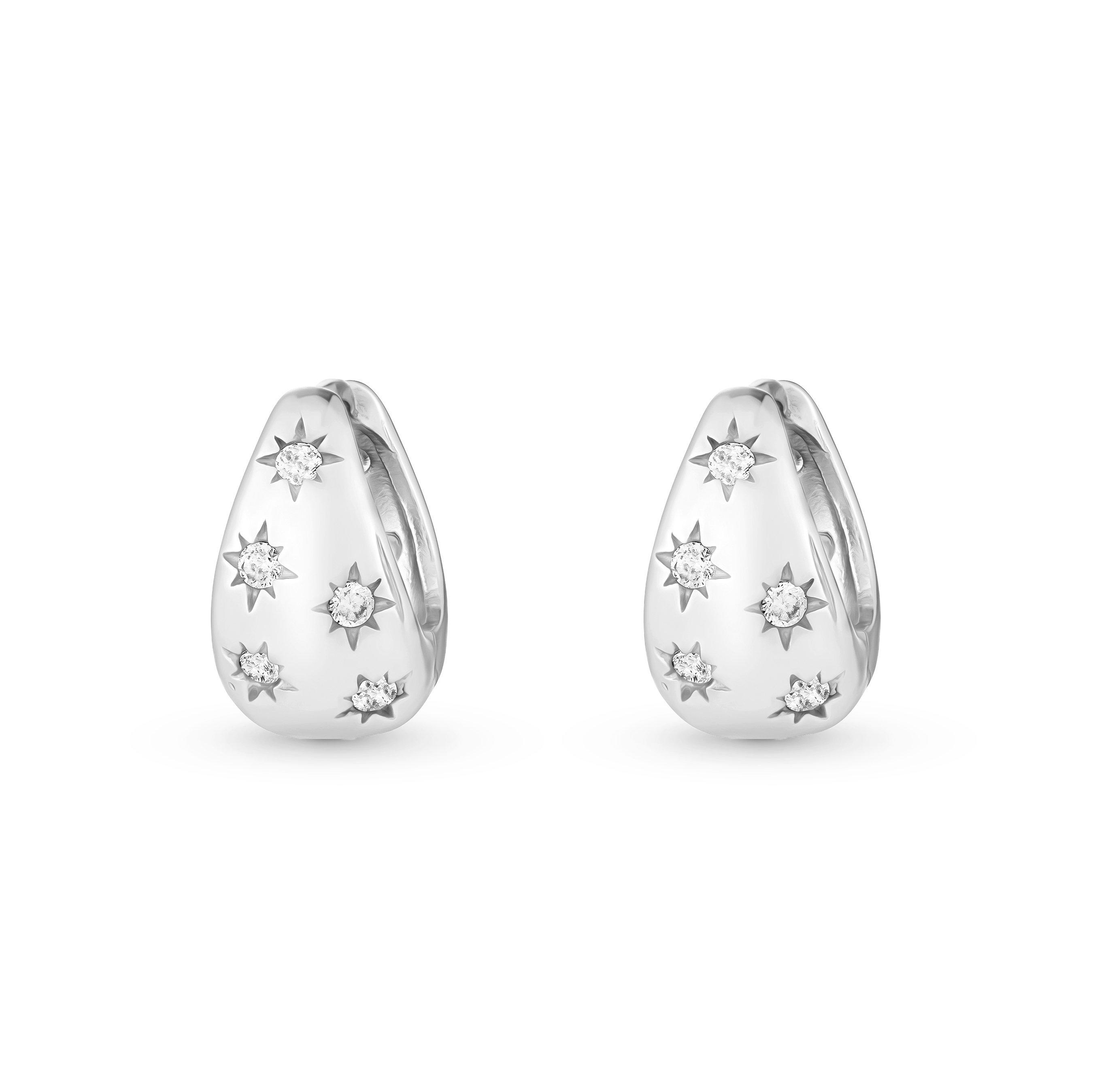 Beaverbrooks Silver Cubic Zirconia Celestial Huggie Hoop Earrings