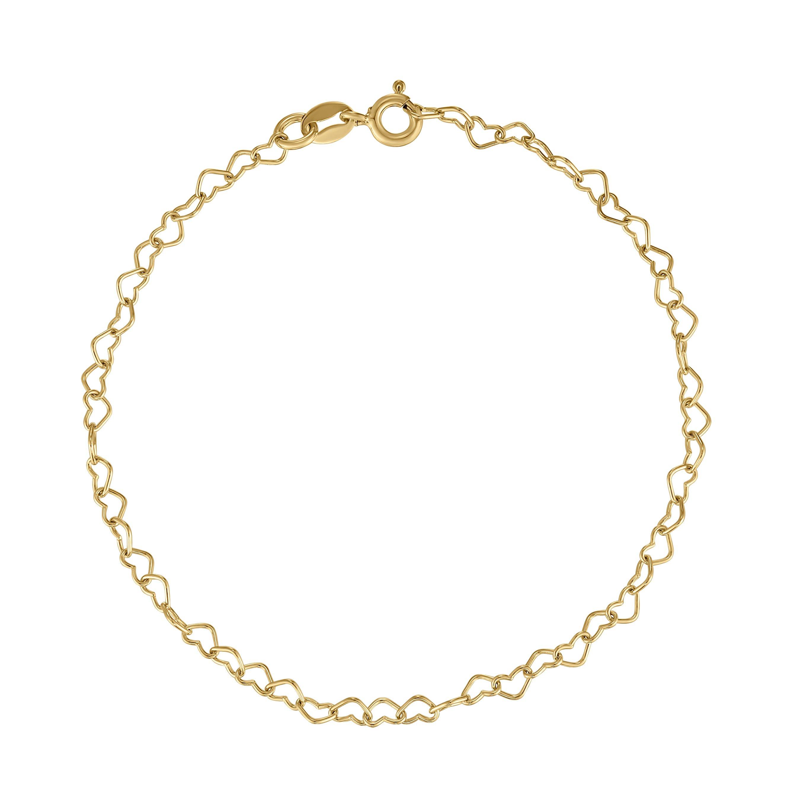 Beaverbrooks Yellow Gold Plated Heart Chain Bracelet