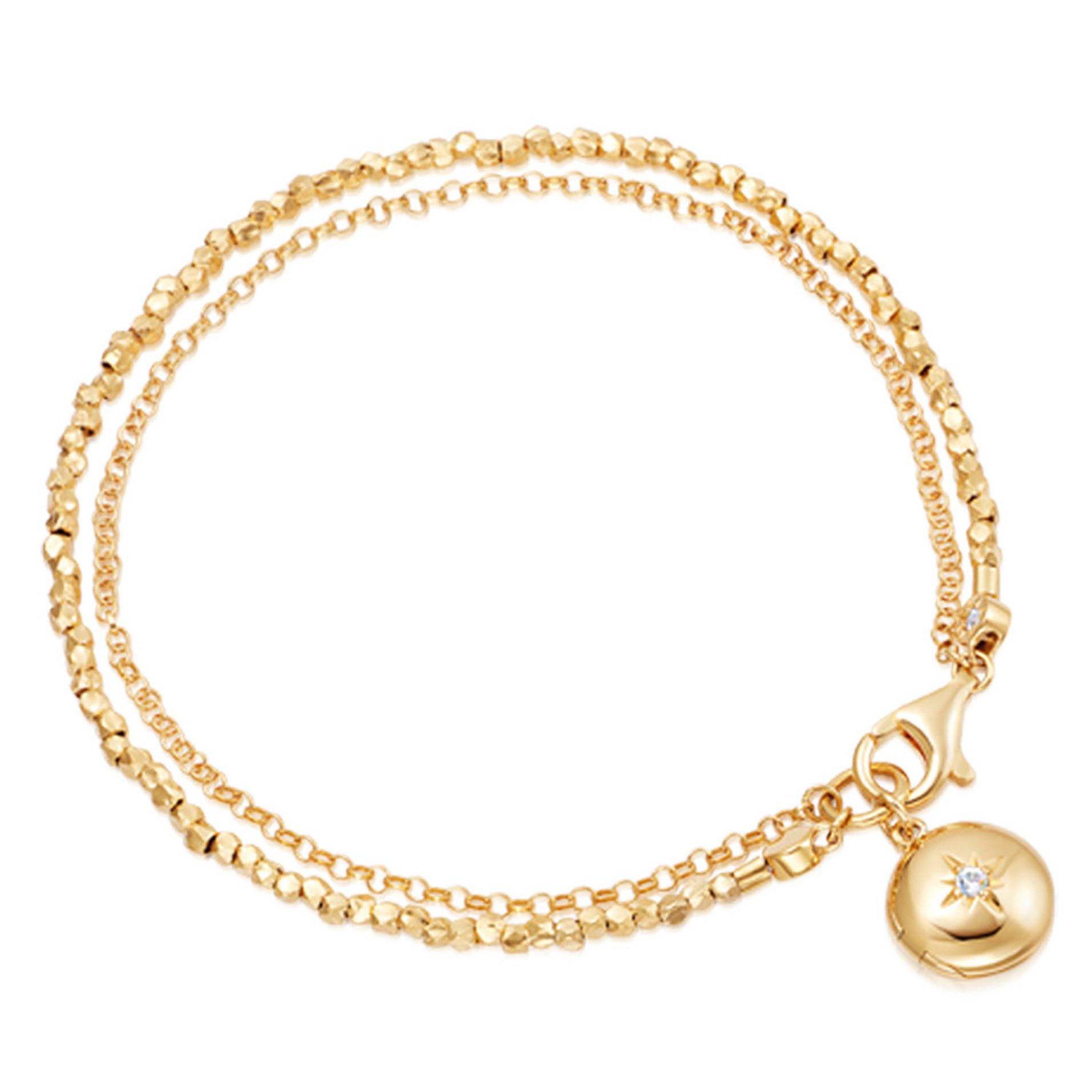 Astley Clarke Biography 18ct Yellow Gold Plated White Sapphire Locket Bracelet