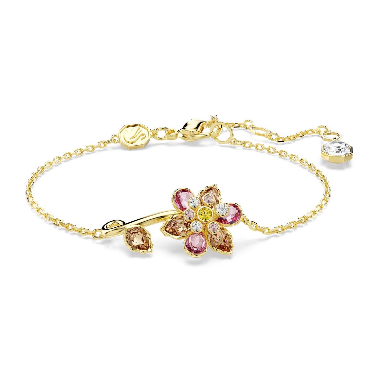 Swarovski Idylia Yellow Gold Tone Crystal Flower Bracelet