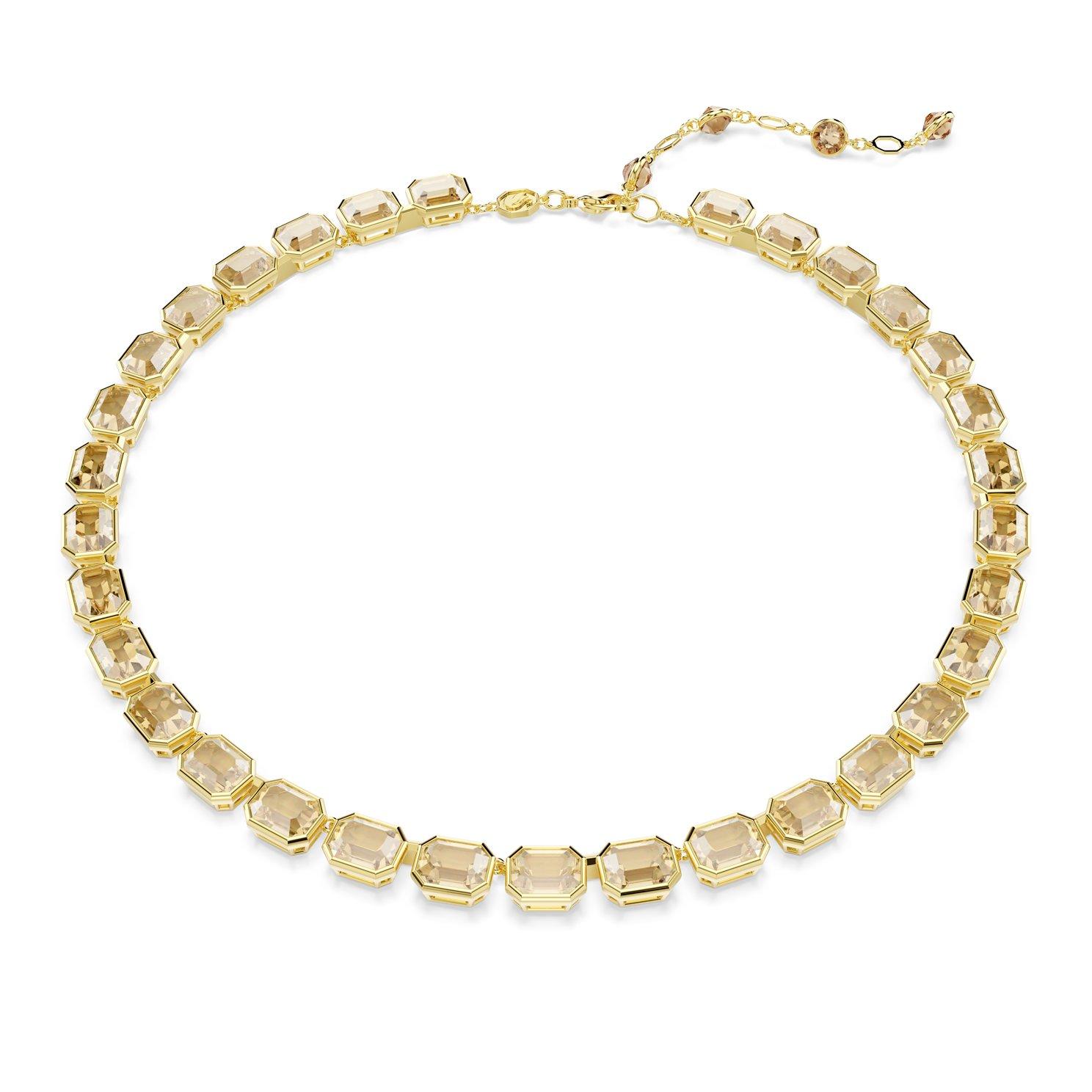 Swarovski Millenia Yellow Gold Tone Crystal Tennis Necklace