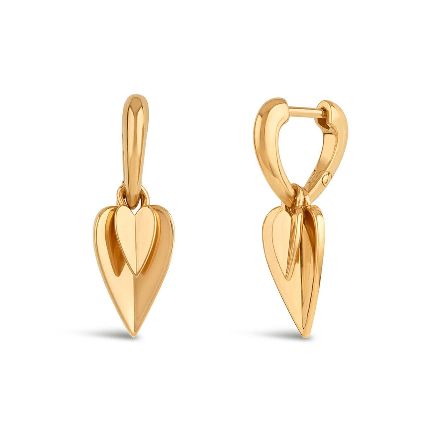 Dinny Hall Folded Heart 18K Yellow Gold Vermeil Heart Drop Earrings