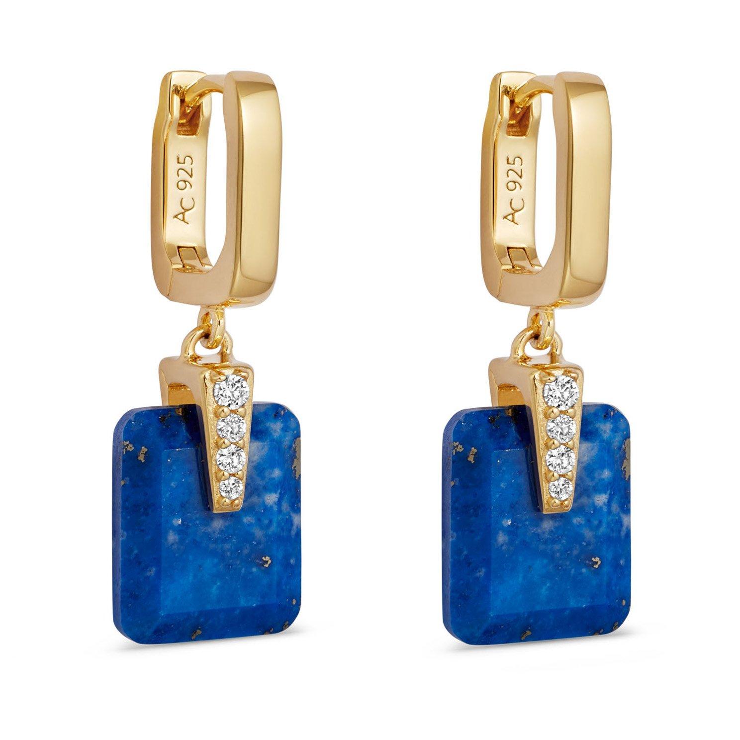 Astley Clarke Deco 18ct Yellow Gold Vermeil Blue Lapis Drop Huggie