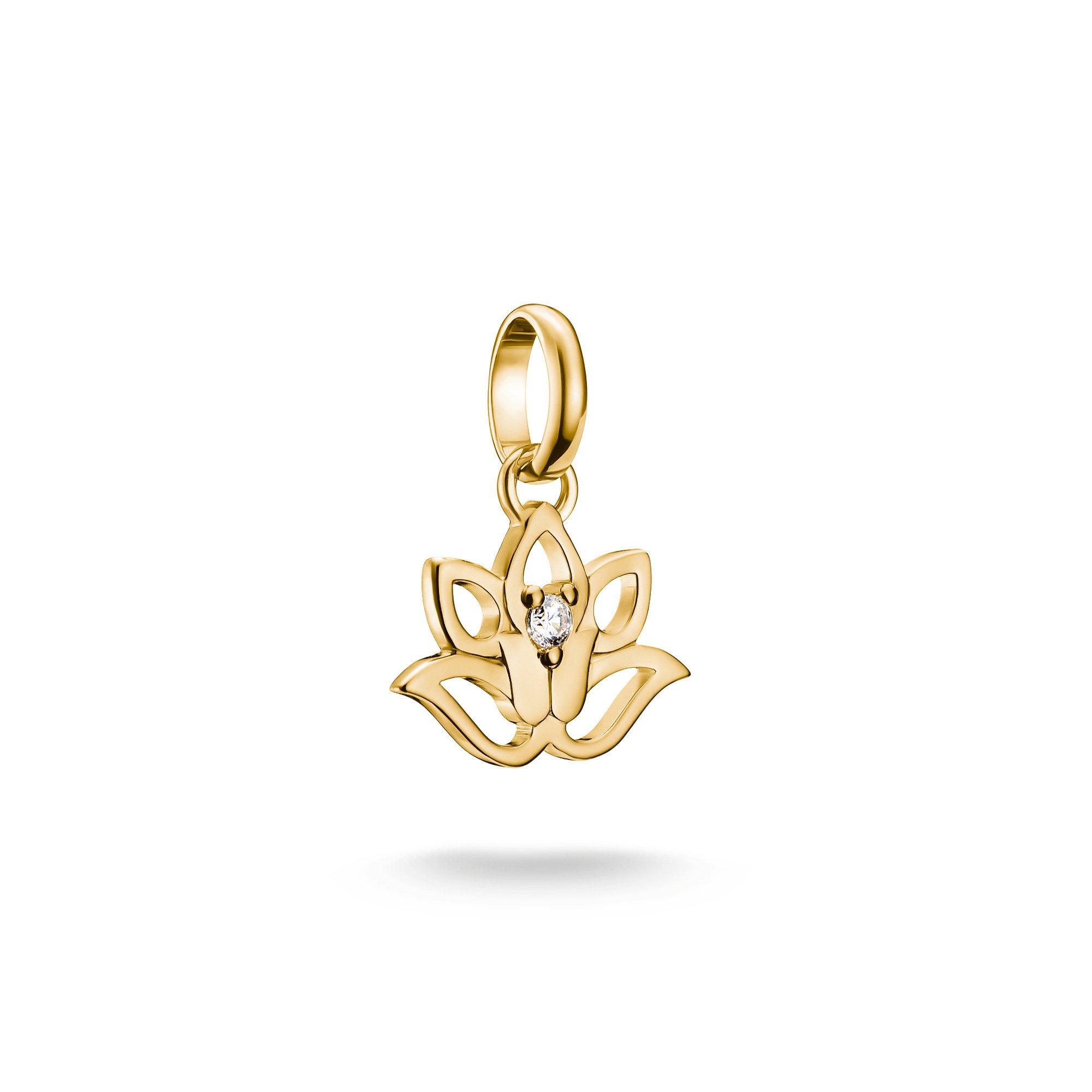 Thomas Sabo Connect 18ct Yellow Gold Plated Cubic Zirconia Lotus Flower Charm