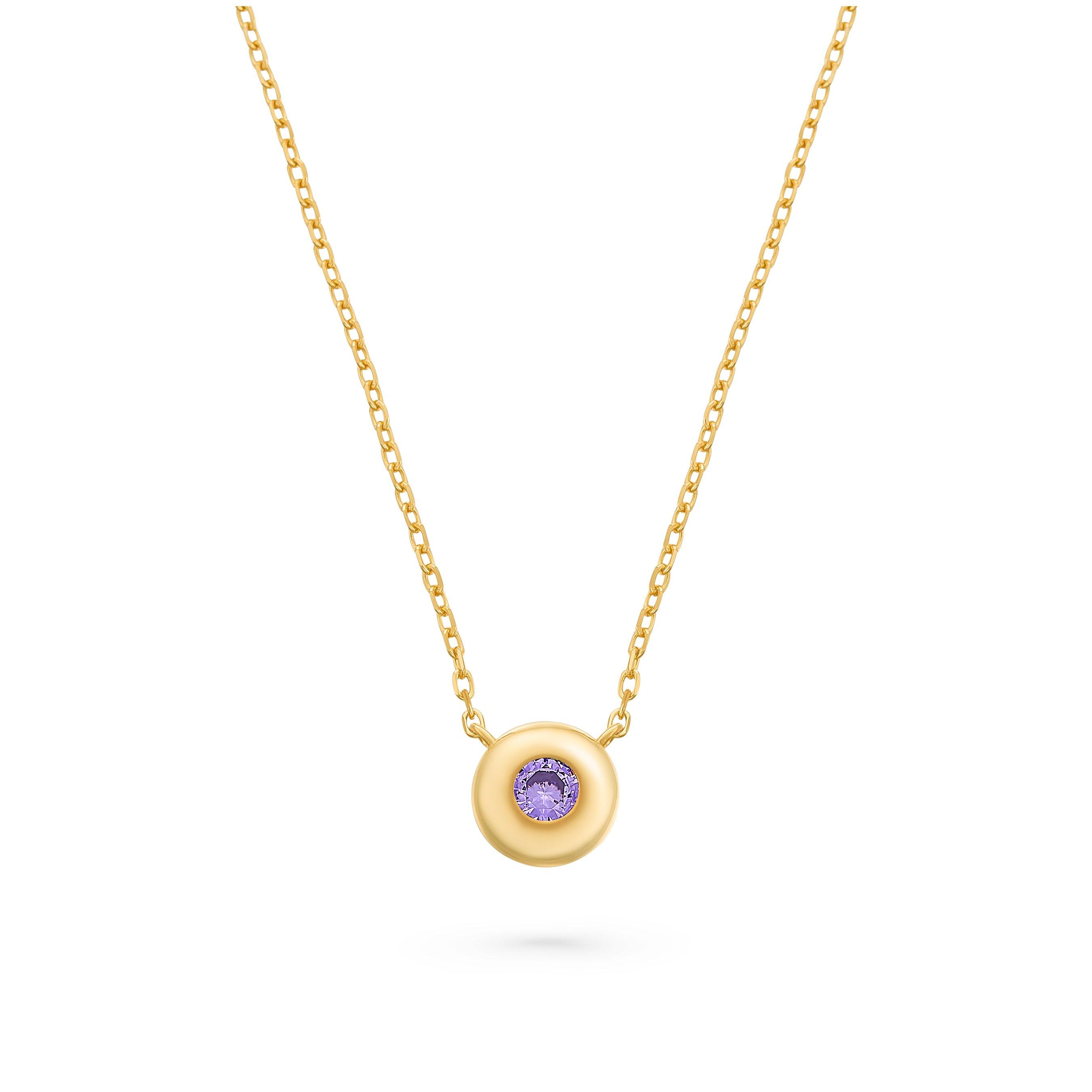 Beaverbrooks Yellow Gold Plated Cubic Zirconia February Birthstone Necklace