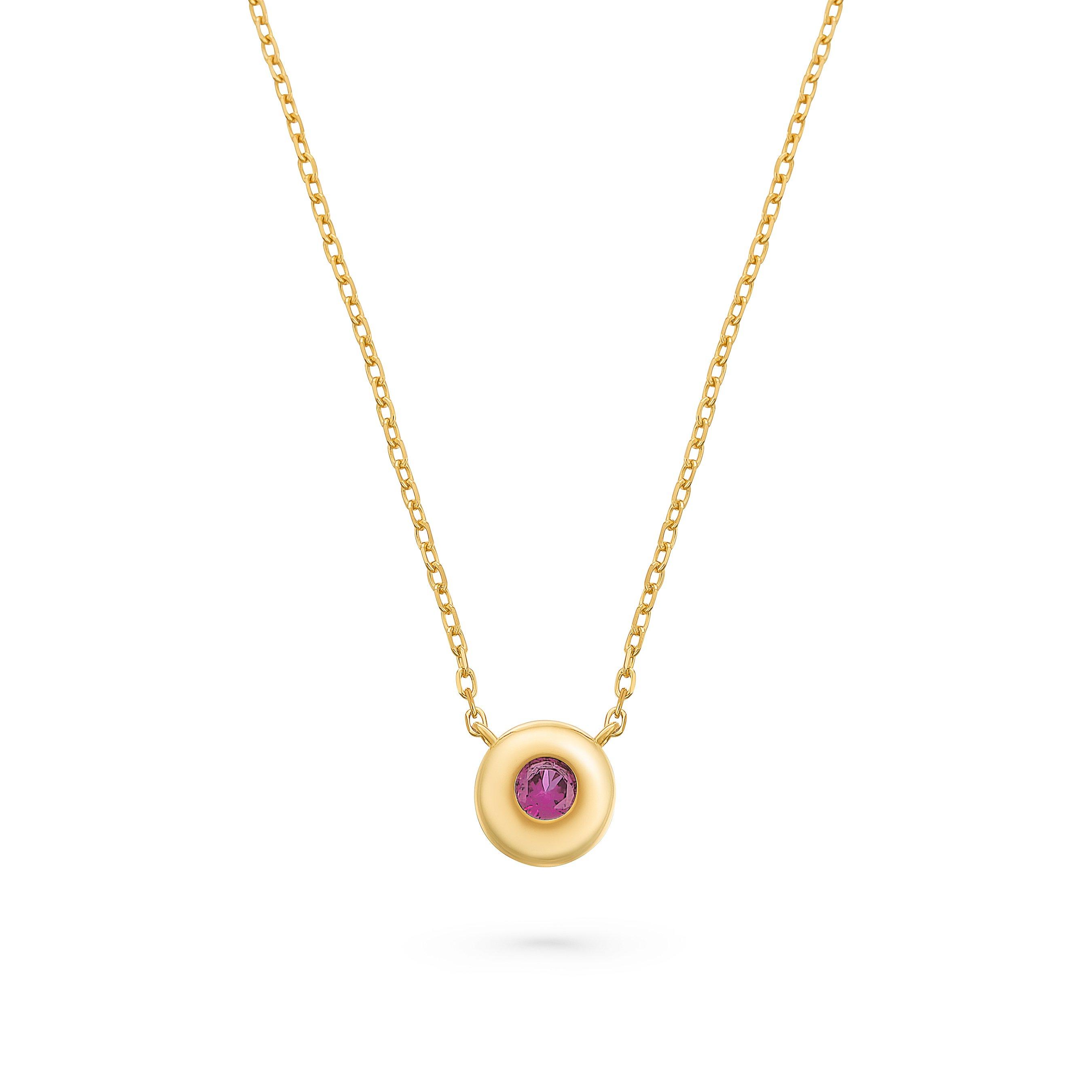 Beaverbrooks Yellow Gold Plated Cubic Zirconia July Birthstone Necklace