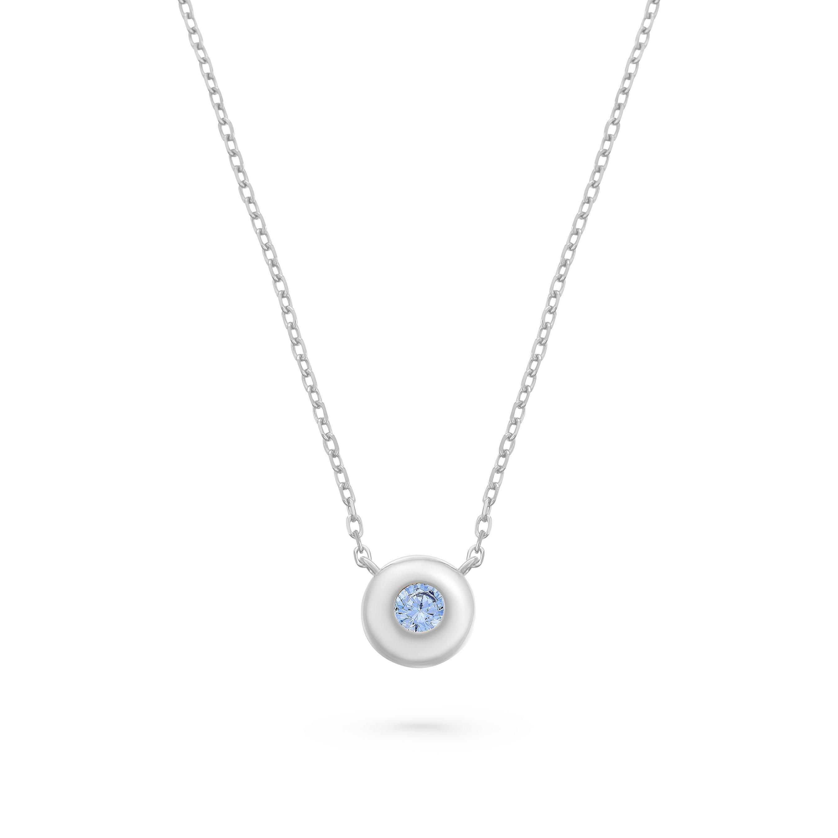 Beaverbrooks Silver Cubic Zirconia December Birthstone Necklace