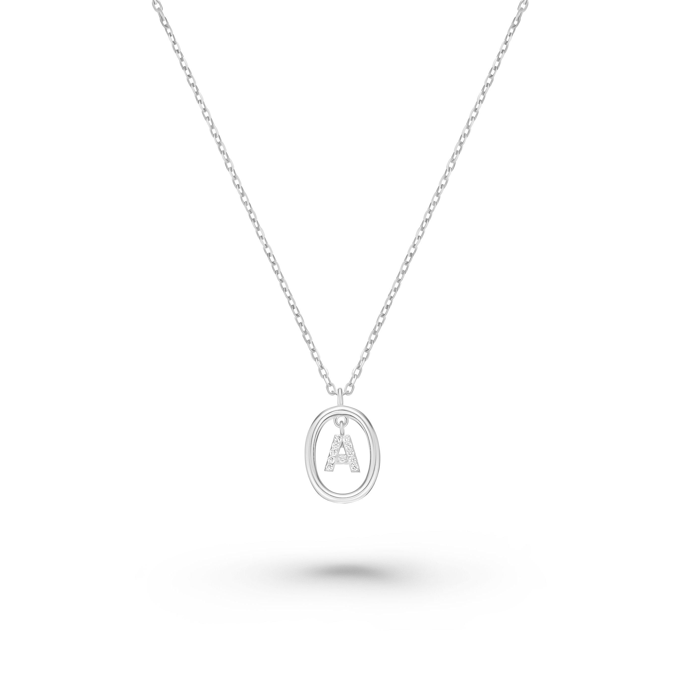 Beaverbrooks Silver Cubic Zirconia Initial A Pendant