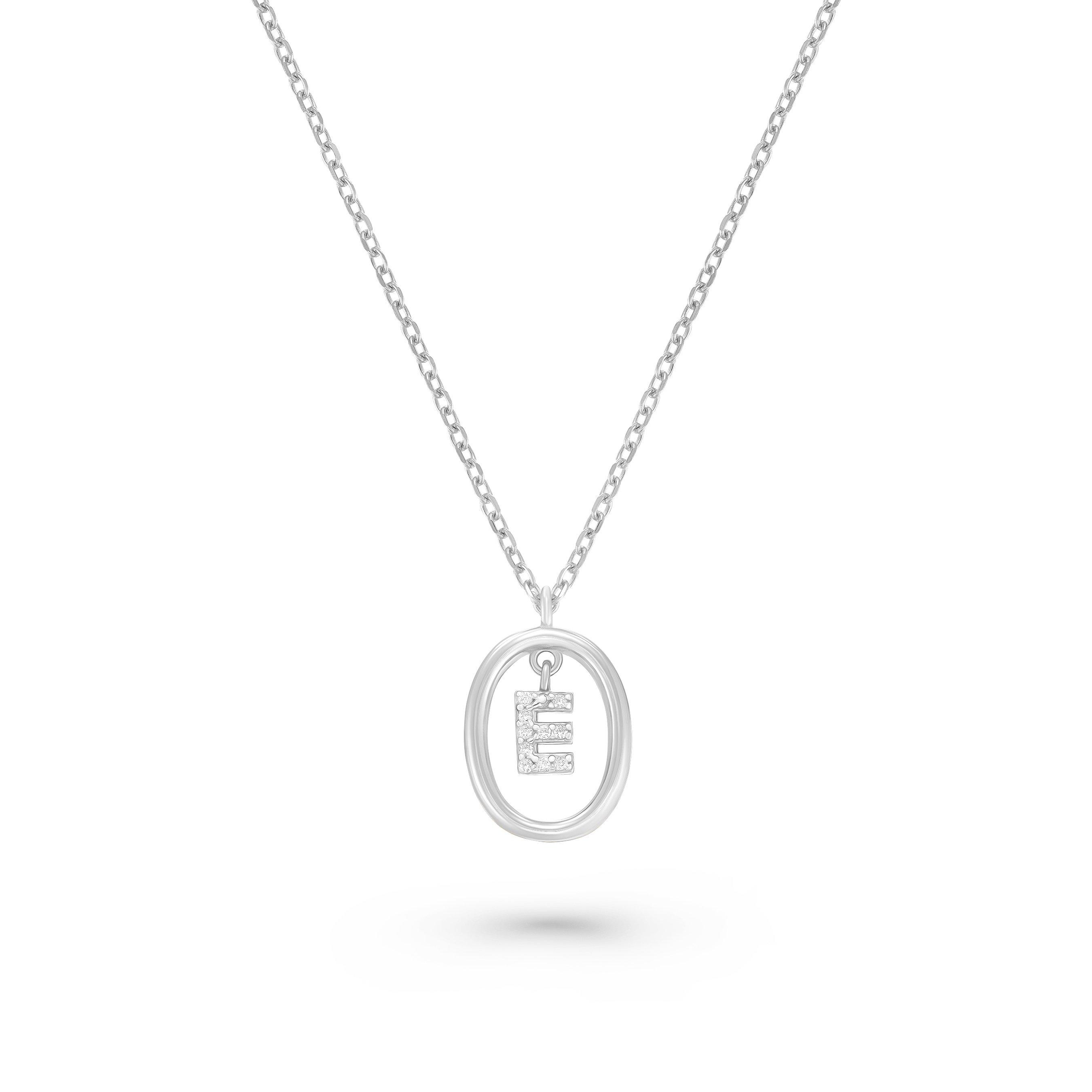 Beaverbrooks Silver Cubic Zirconia Initial E Pendant