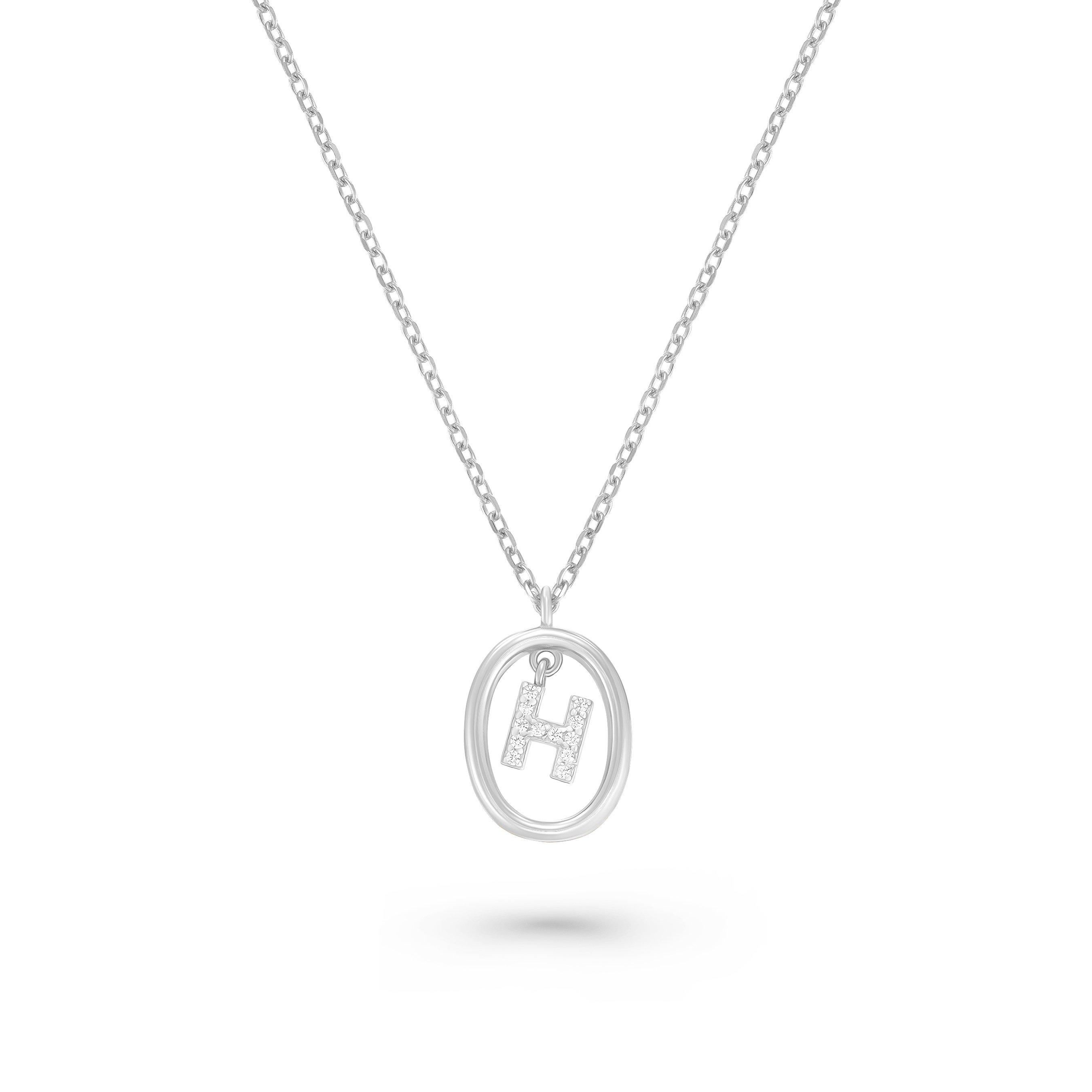 Beaverbrooks Silver Cubic Zirconia Initial H Pendant | 0151808